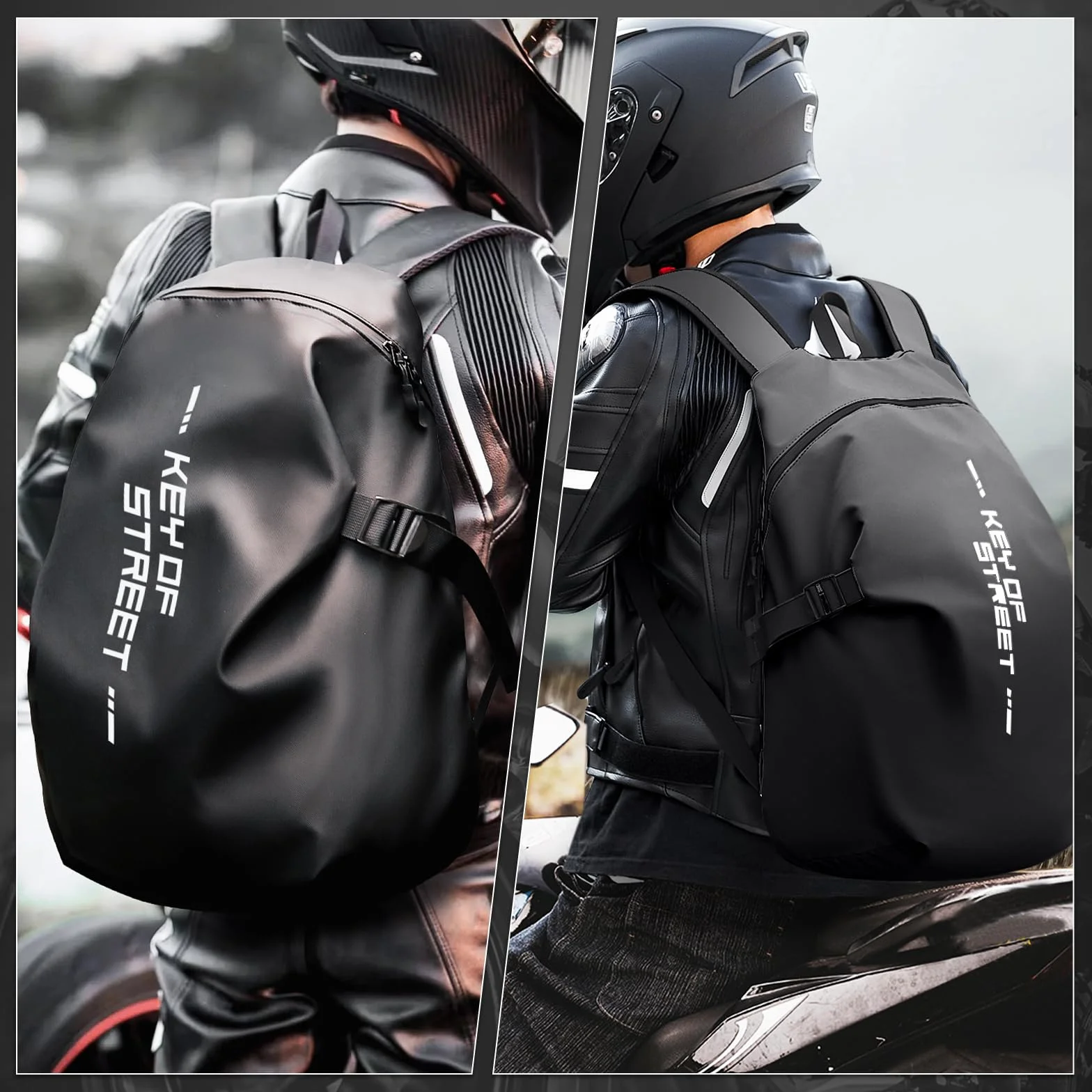 Plecak na Kask Motocyklowy dla Mężczyzn Kobiet Plecak Motocyklowy Torba na Kask Motocyklowy Wodoodporna Plecaki Motocyklowe Plecak na Kask Jeździecki Motorcycle Helmet Holder Case,Czarny L