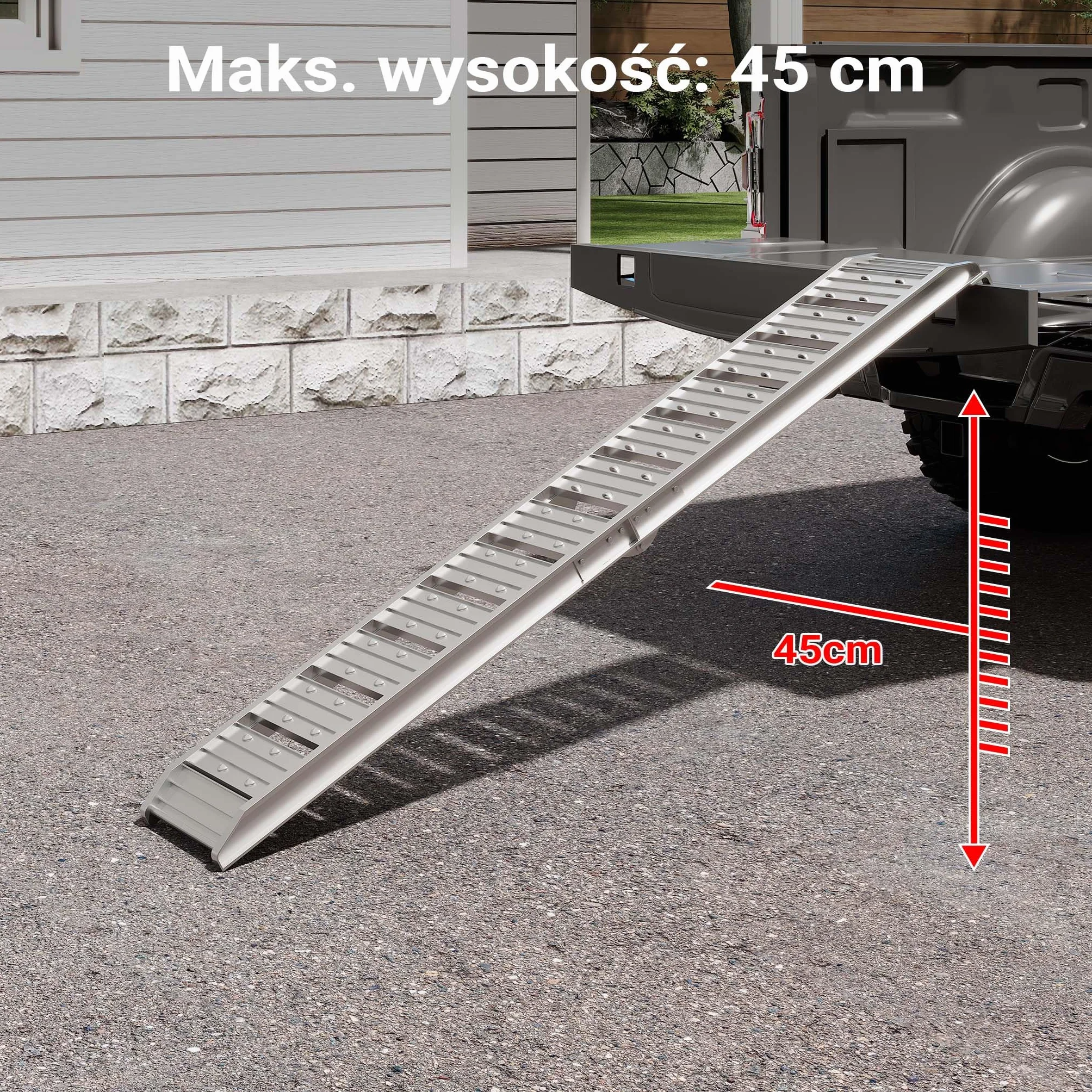 Wiltec Składany najazd aluminiowy o długości 182 cm i udźwigu 200 kg, lekka i łatwa do przechowywania, do załadowania quadów i motocykli