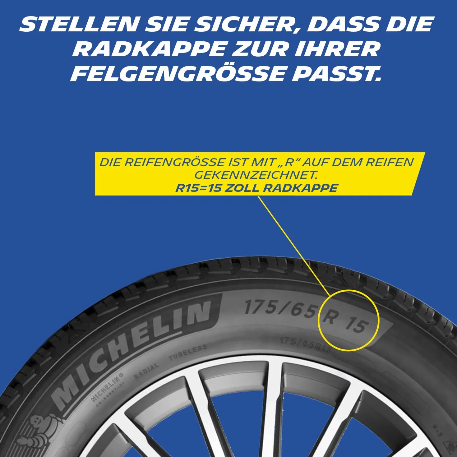 MICHELIN Uniwersalne kołpaki ozdobne MX-MS 15 cali zestaw 4 sztuk tworzywo sztuczne ABS srebrne chromowany pierścień