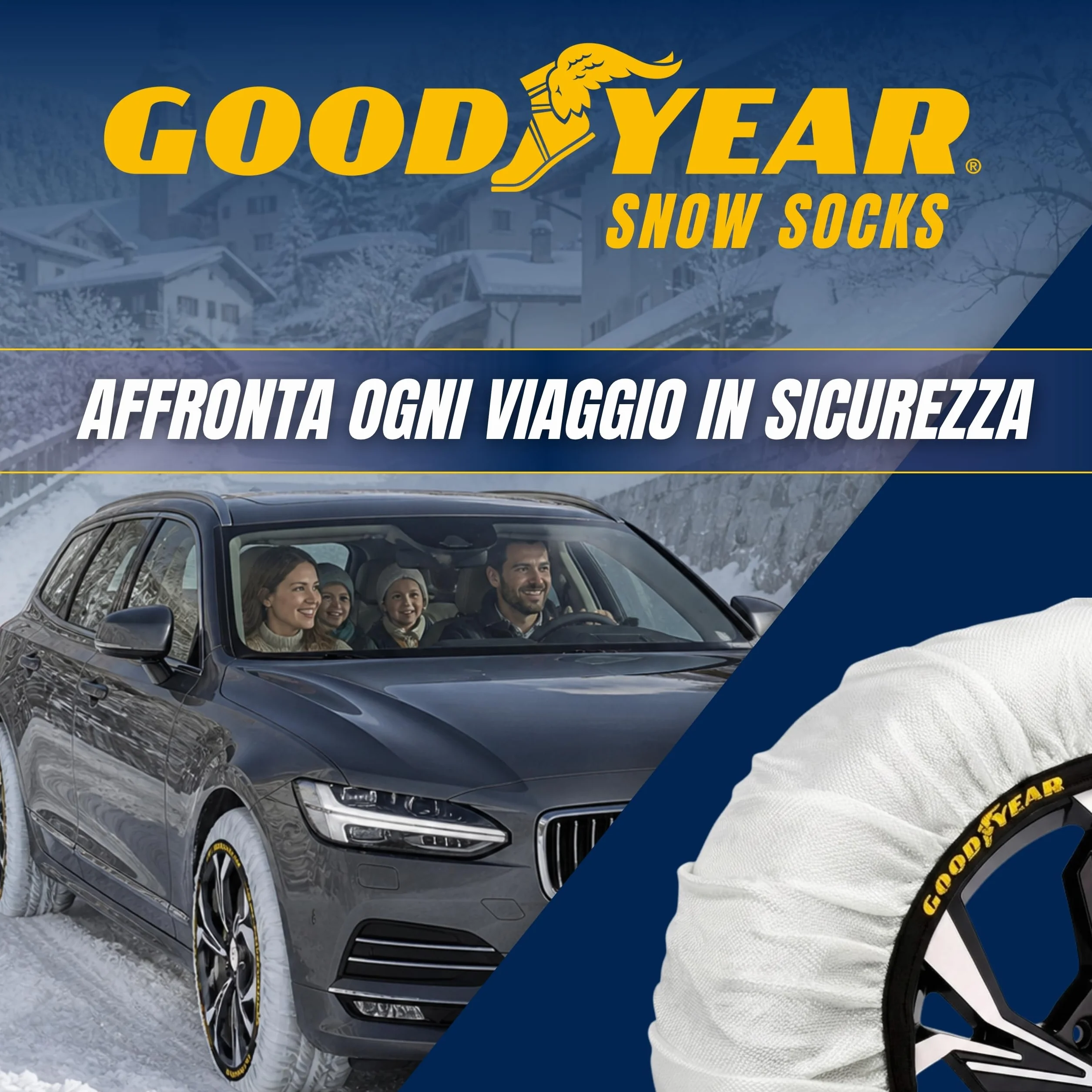 Goodyear Zestaw 2 łańcuchów śnieżnych z tkaniny samochodowej Ultra Grip rozmiar XL, specjalnie do obsługi pojazdu, tekstylia, biały