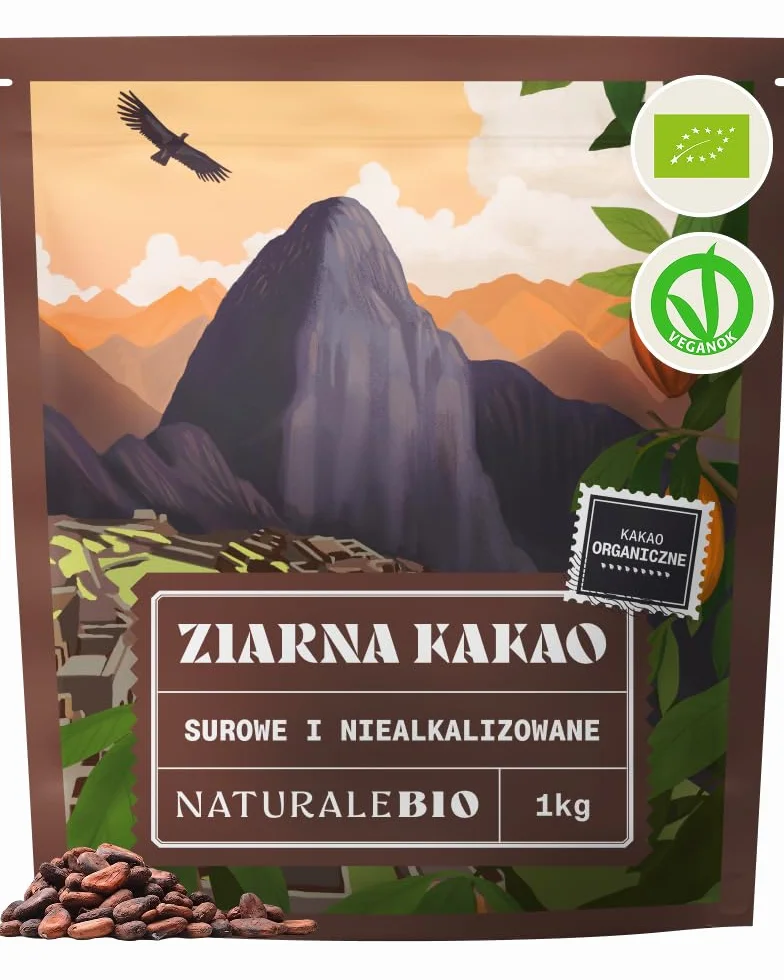 Organiczne Ziarna Kakao Surowe 1kg Bio NaturaleBio
