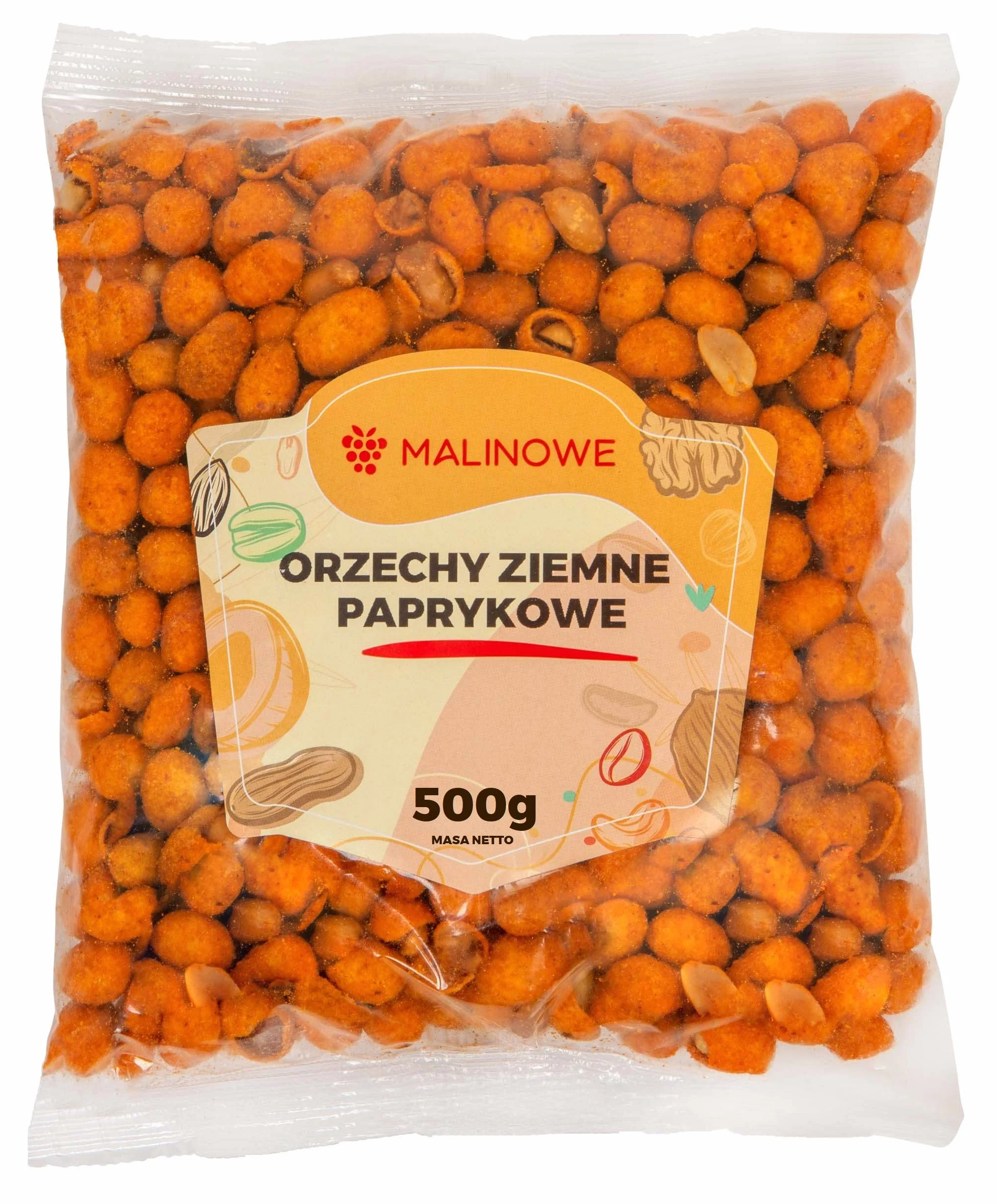 Malinowe ORZECHY ZIEMNE PAPRYKOWE 500g Chrupiąca Przekąska