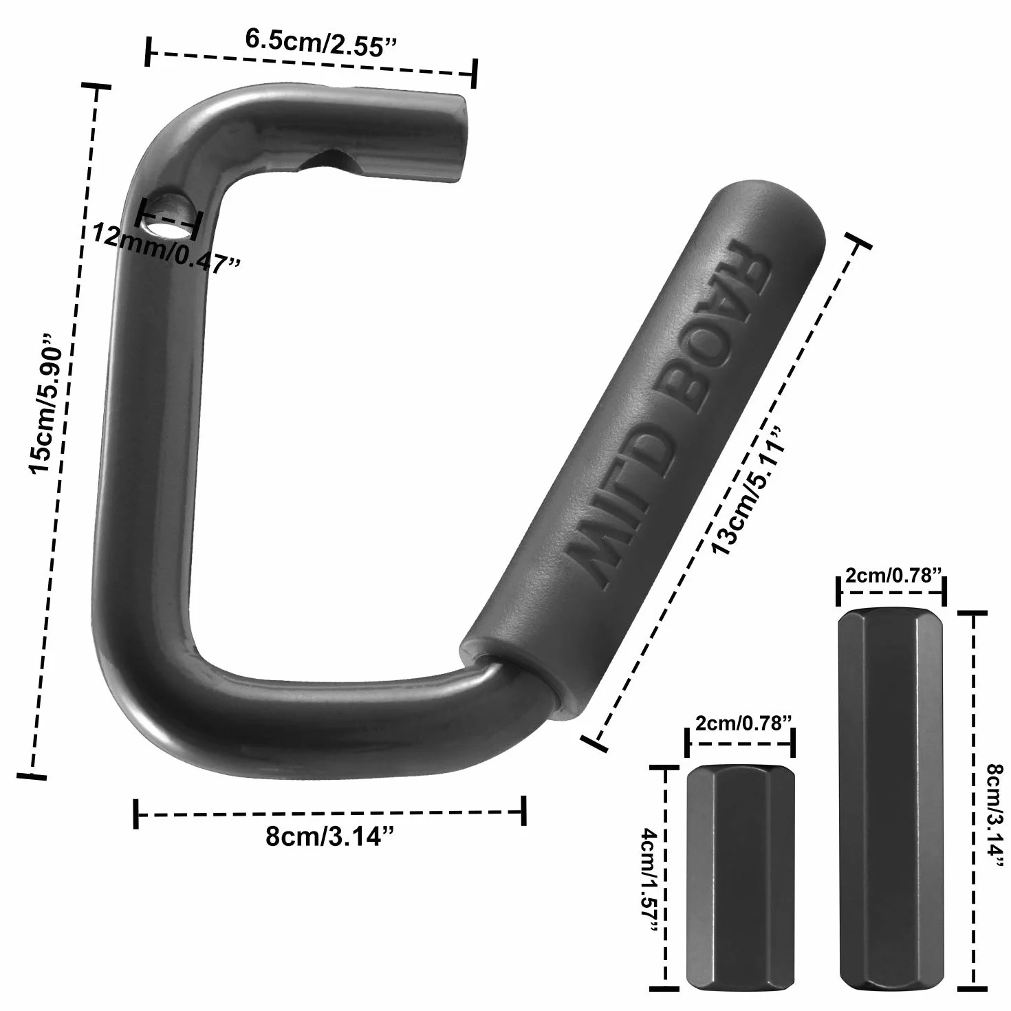 Przedni Uchwyt KATUR do Jeep Wrangler JK 2007-2017 2/4 Drzwi, Stal Czarny, 2 sztuk