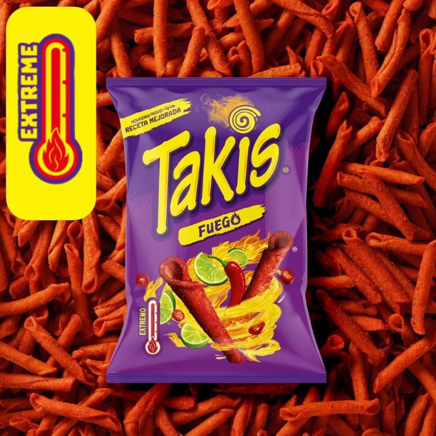 TAKIS Fuego Chipsy kukurydziane papryka chili limonka 100 g