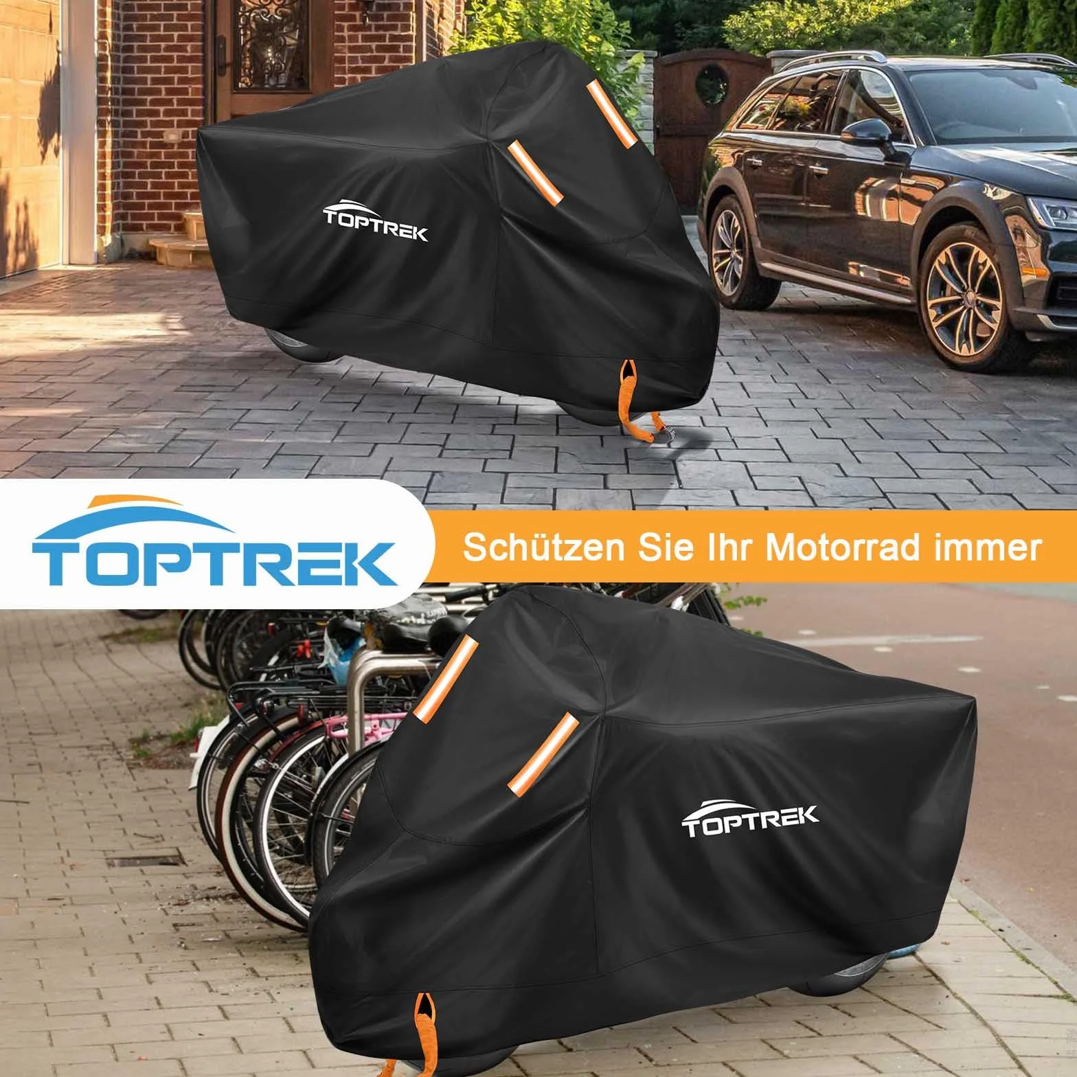 toptrek Pokrowiec na motocykl 210D Oxford wodoszczelny oddychający 265x105x125 cm