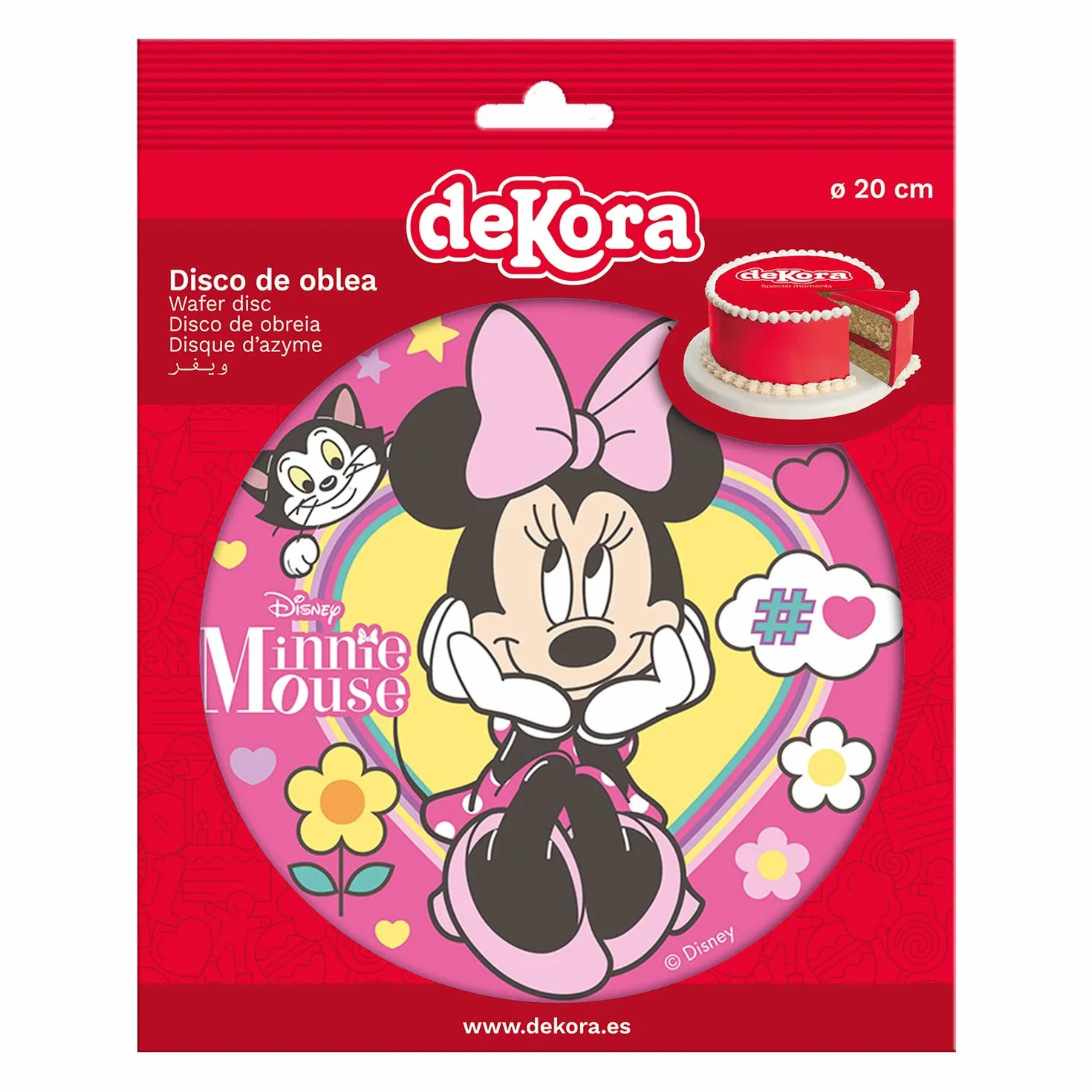 Dekora 114381 Disney Minnie Mouse topper na tort z jadalnego papieru 20 cm, wielokolorowa, 20 cm