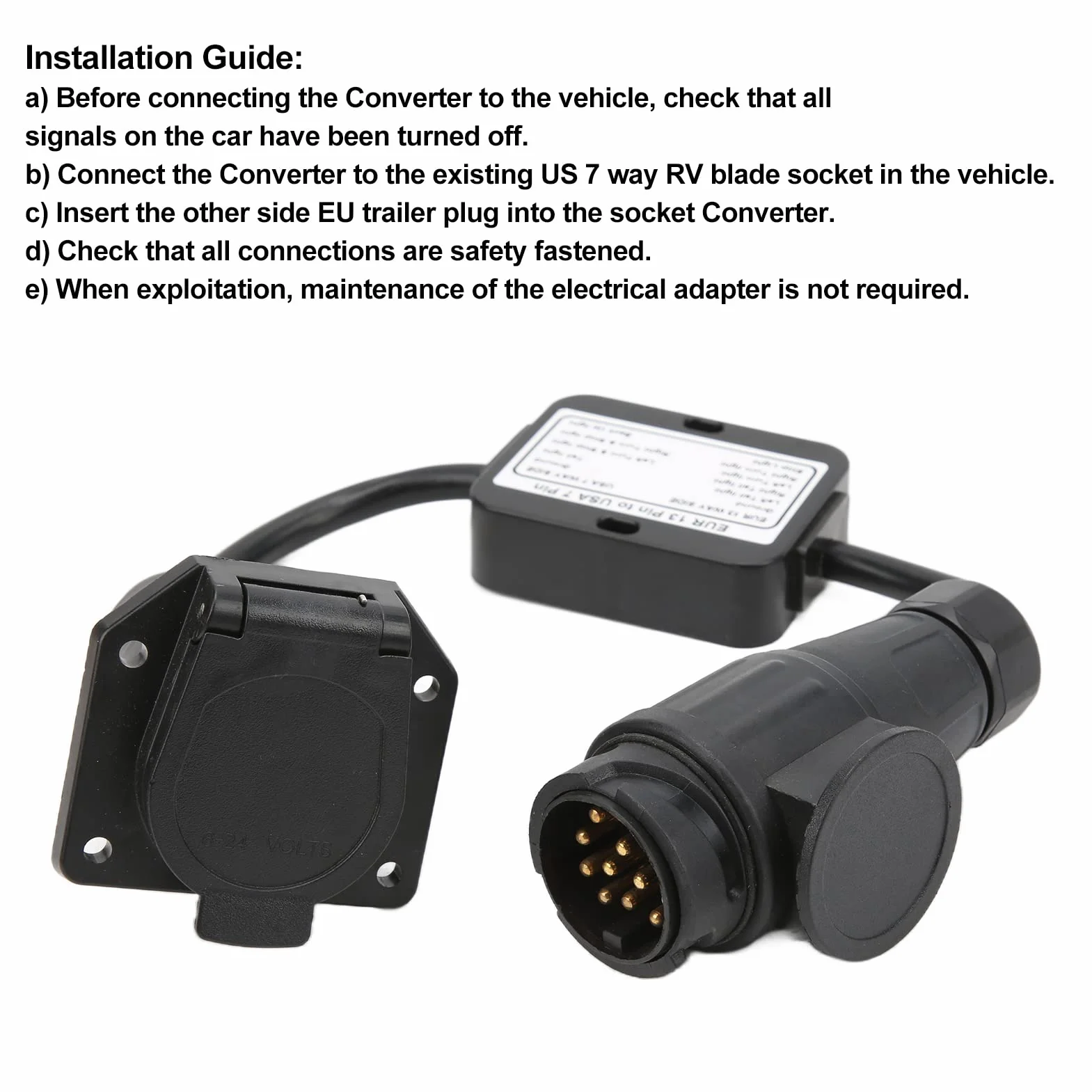 Adapter przyczepy EU 13-pin do US 7-styk, konwerter światła przyczepy