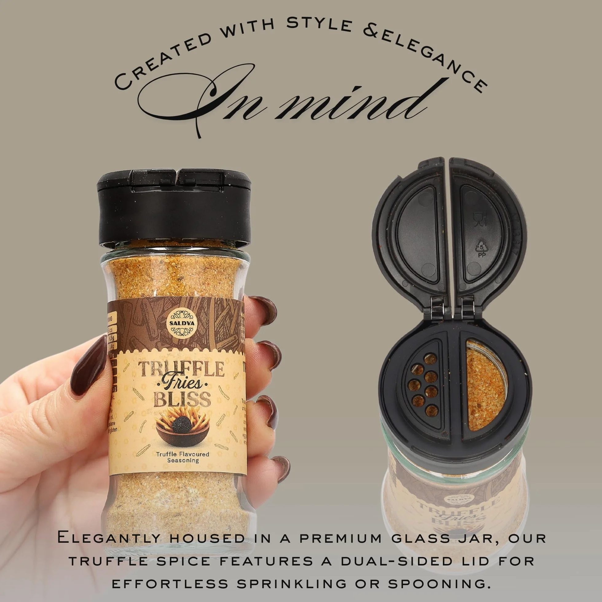 Truffle Fries Bliss – Premium przyprawa o smaku trufli – Stworzona do frytek gourmet i słonych potraw – Szklany słoik (60 g)