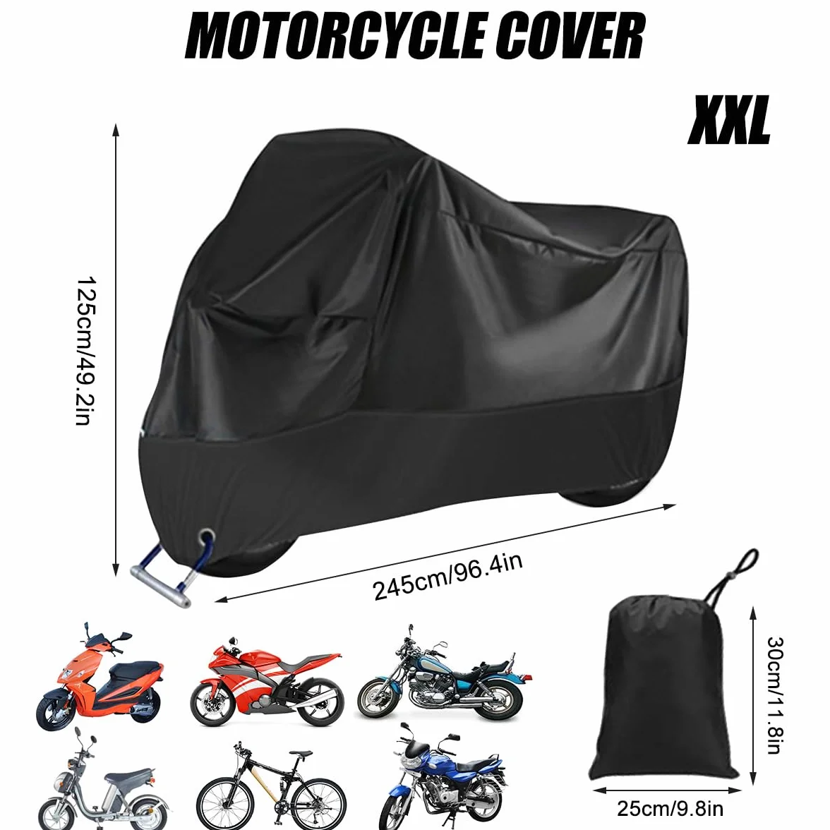 Pokrowiec ochronny na motocykl wodoodporny 210D Oxford 245x105x
