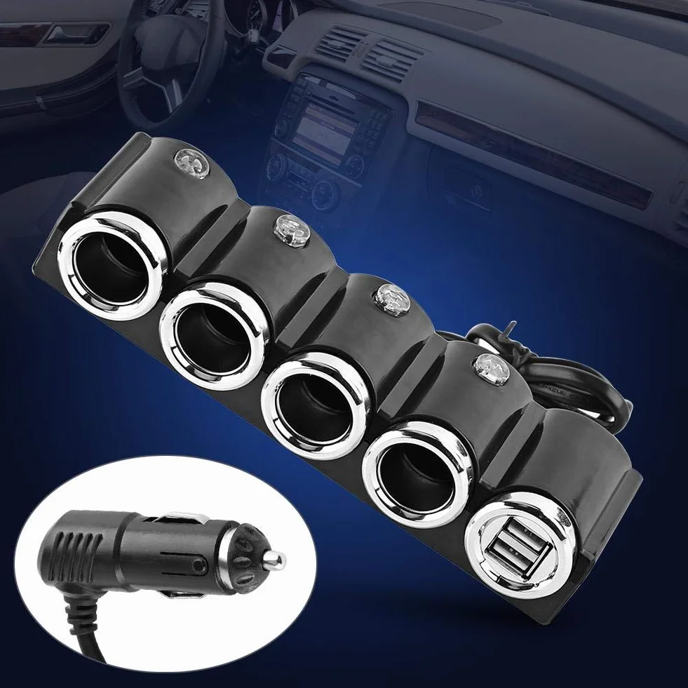 Akozon DC 12V 24V USB 4-kierunkowa zapalniczka ładowarka