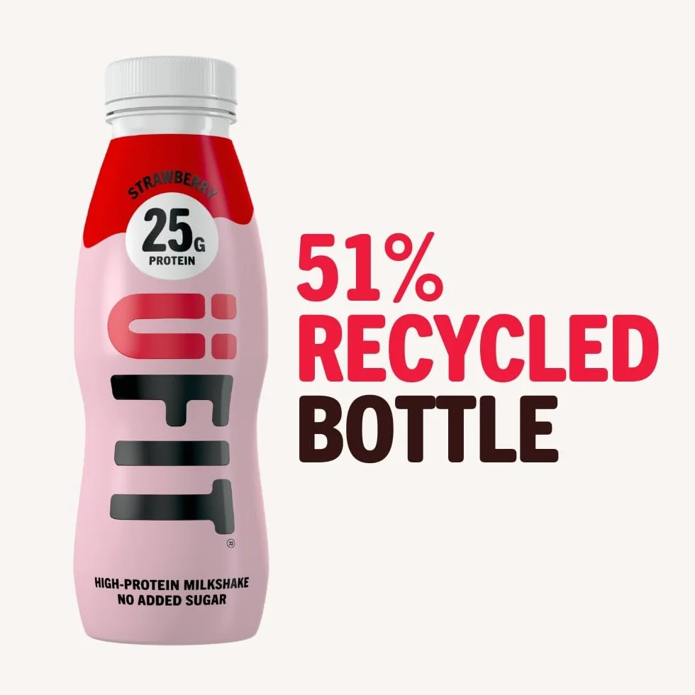 UFIT High 25g Protein Shake - smak truskawkowy - bez tłuszczu - bez dodatku cukru - gotowy do picia - 10 x 330 ml (opakowanie może się różnić)