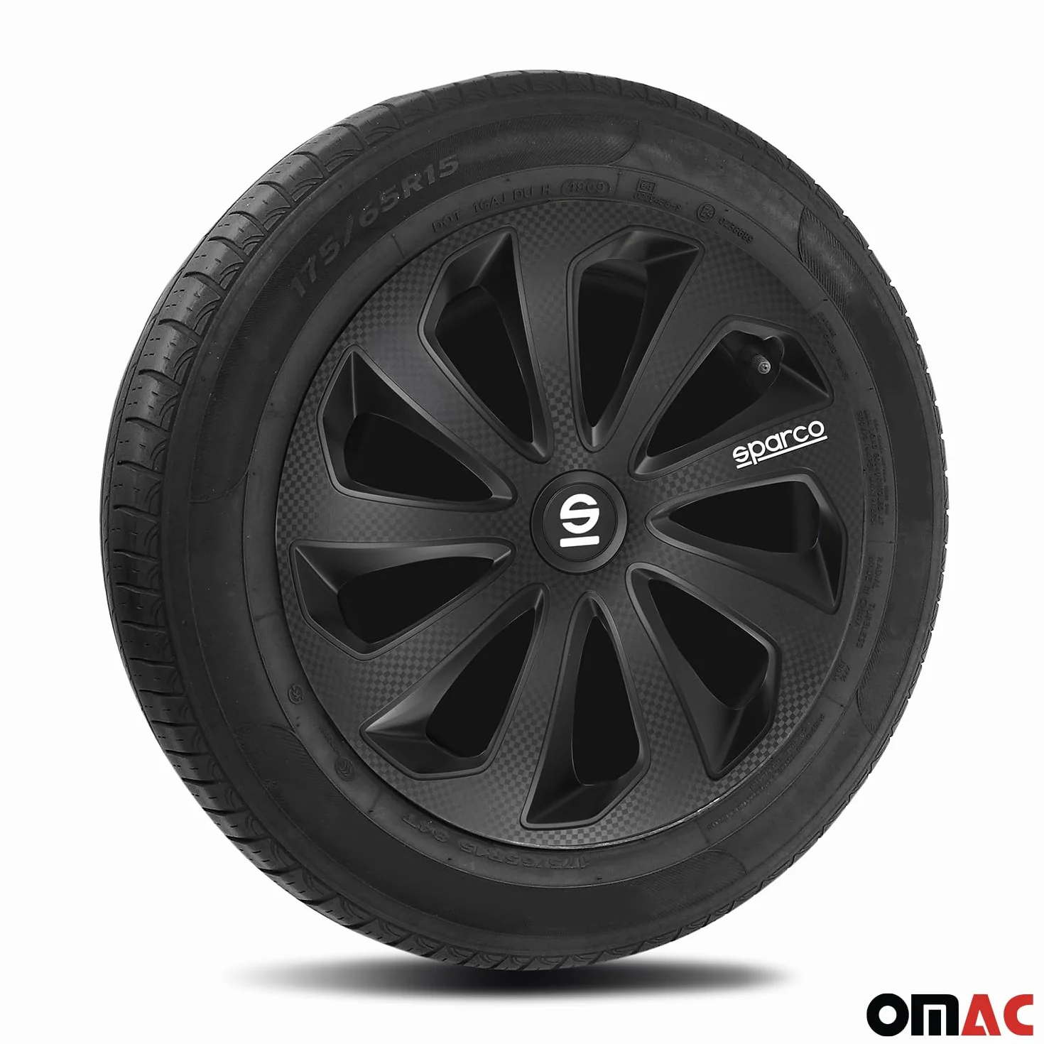 Sparco SP 1574BKC Zestaw kołpaków na koła Sicilia 15 w kolorze czarnym/karbonowym