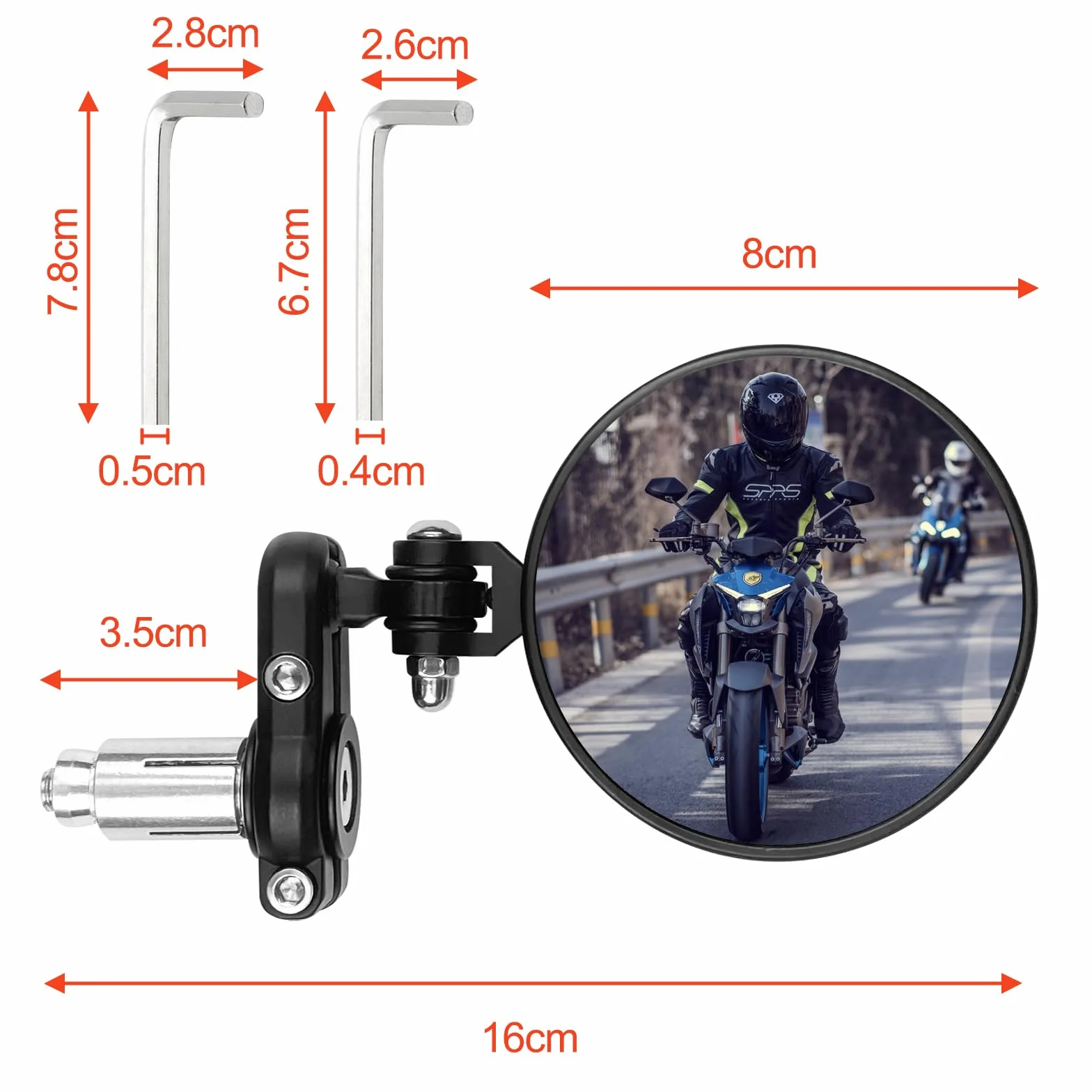 Fousenuk Lusterko motocyklowe okrągłe Uniwersalne