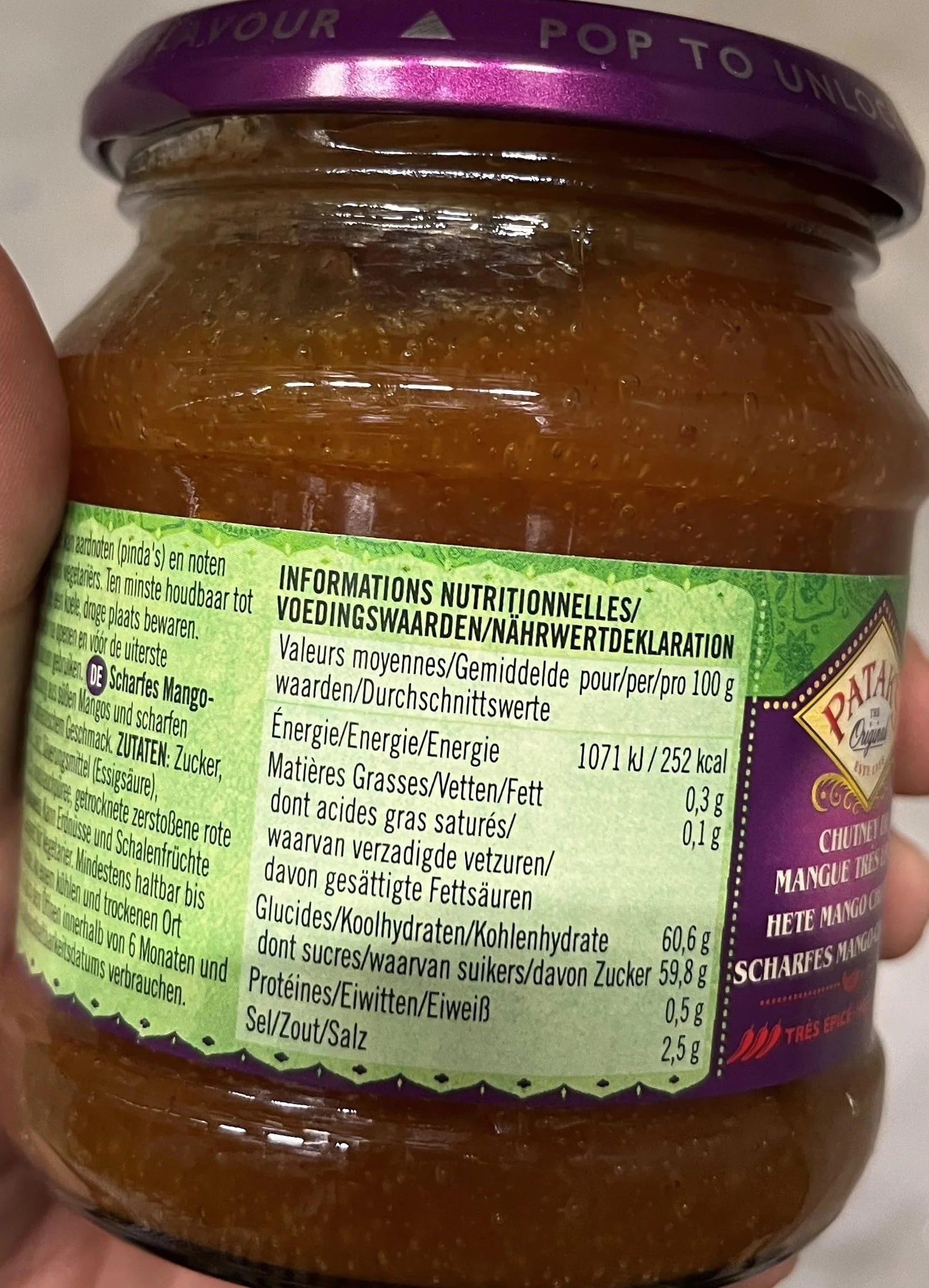 PATAK'S Hot Mango Chutney 340 g 6 sztuk