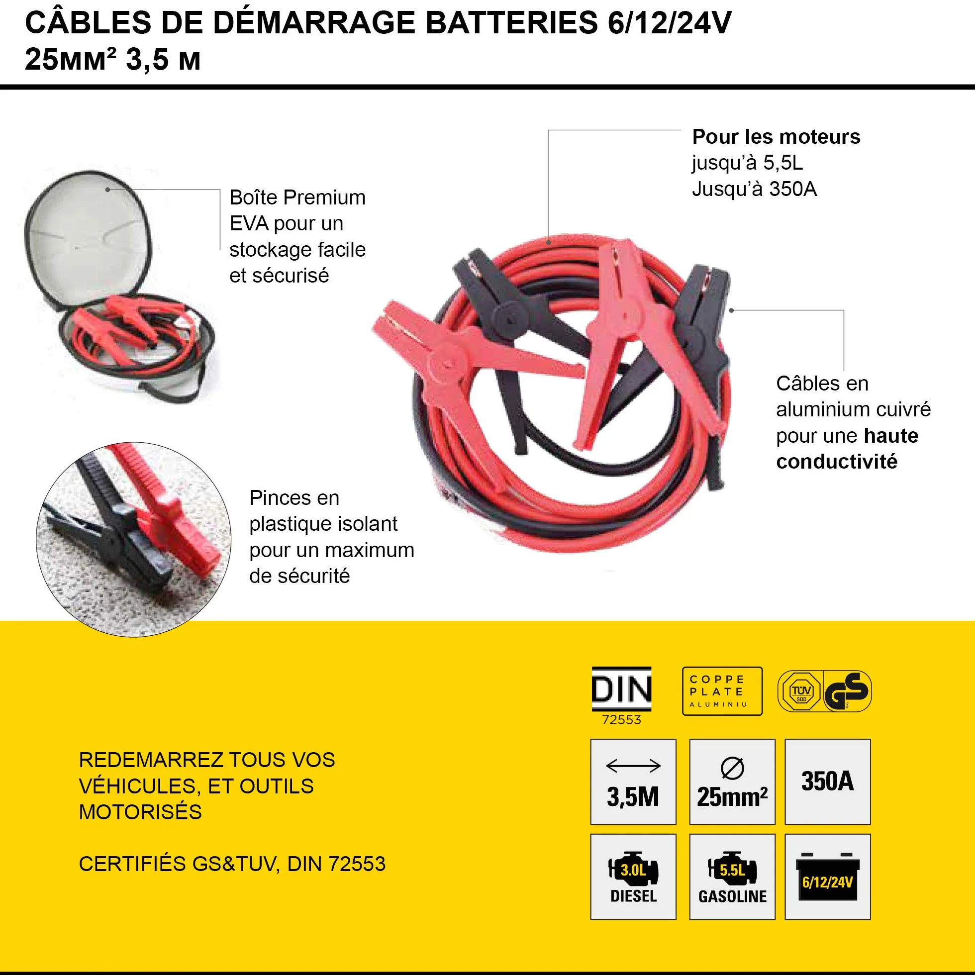 STANLEY 201874 Kabel rozruchowy 25 mm² - 3,5 m