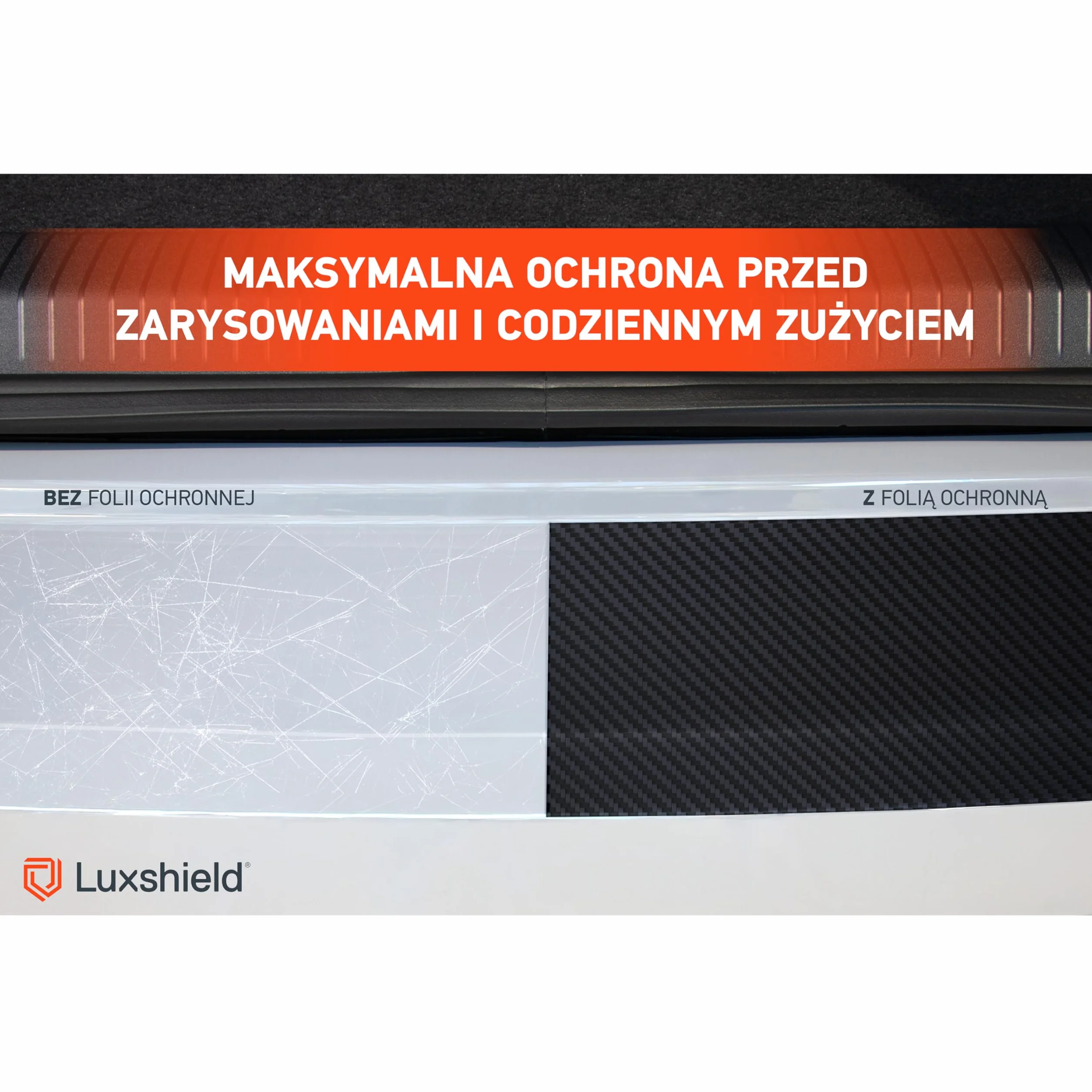 Luxshield folia ochronna na krawędź załadunkową kompatybilny z BMW X1 3 (III) U11 M Sport I 2022-2026 - ochrona przed zarysowaniami, folia ochronna na lakier - czarny karbon