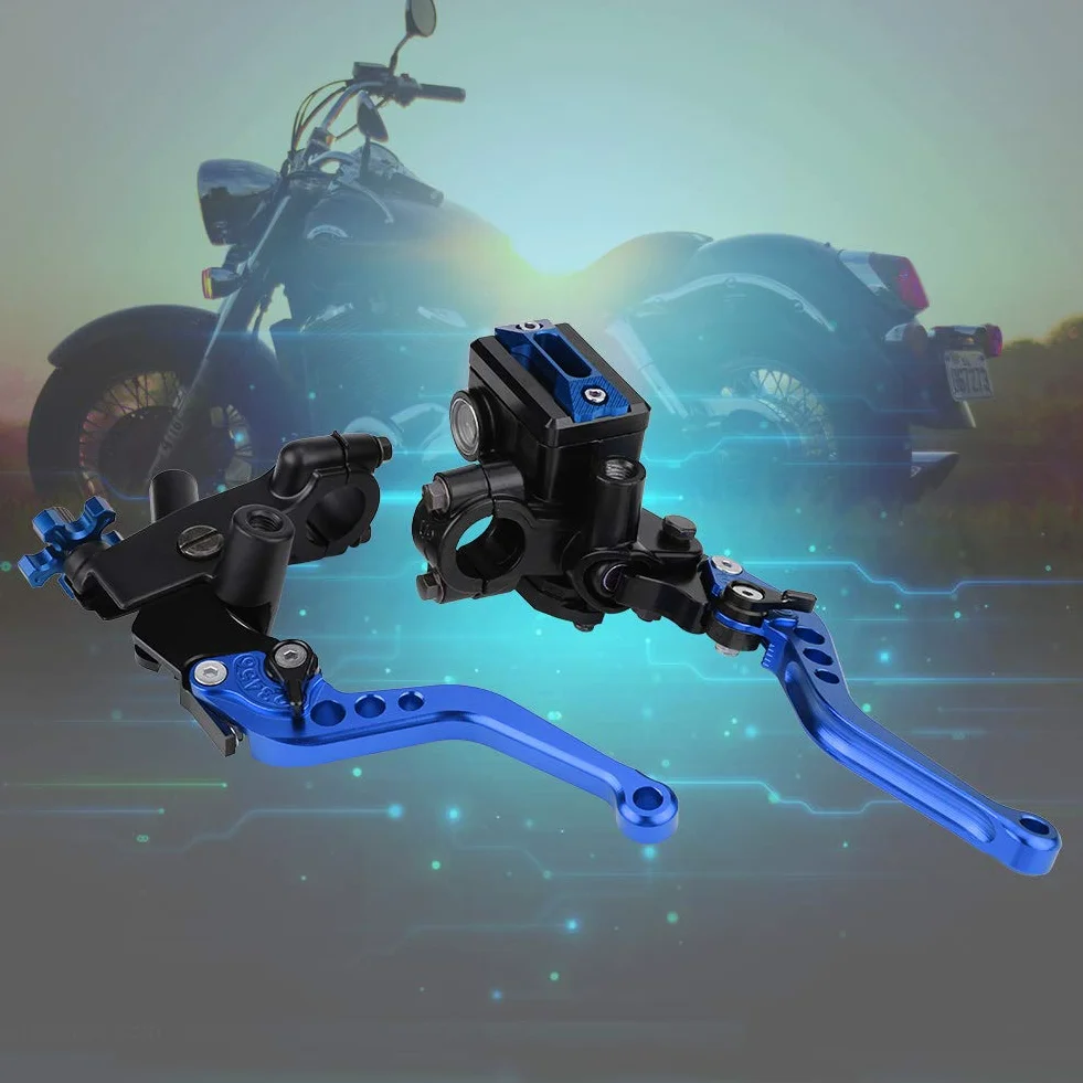 Dźwignia hamulca motocyklowego, uniwersalny motocykl 1 para 7/8" (22 mm) hamulec kierownicy ATV główny cylinder sprzęgła dźwignie zbiornika (niebieski)