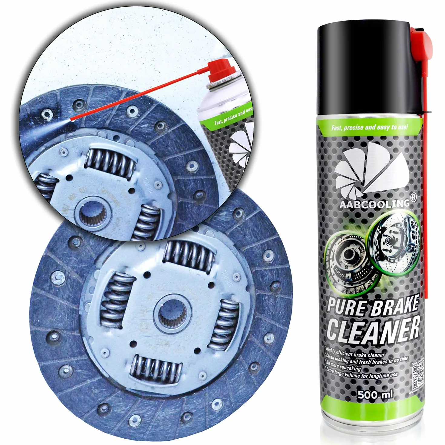 4x AABCOOLING Brake Cleaner 500ml Profesjonalny Środek do Czyszczenia Hamulców, Zmywacz Hamulcowy, Usuwa olej, smar i brud, Szybkoschnący, Czyści Sprzęgła, Hamulce Tarczowe i Bębnowe