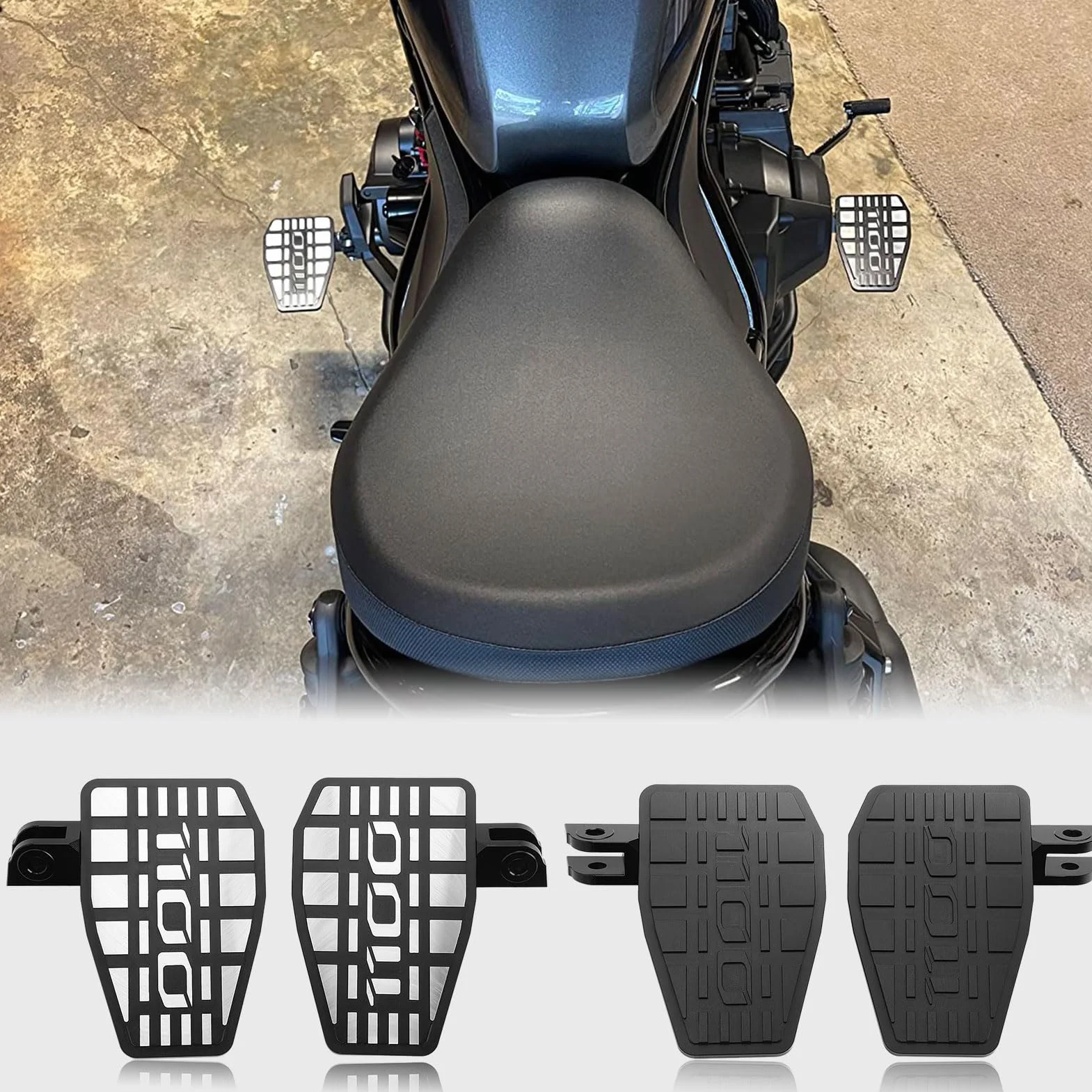 WOOGA Motocykl CNC Powiększ podnóżki Szerokie pedały odpowiednie dla Ho&n & da Rebel CMX 1100 CMX1100/DCT Akcesoria 2021 2022 2023 2024 (czarny)