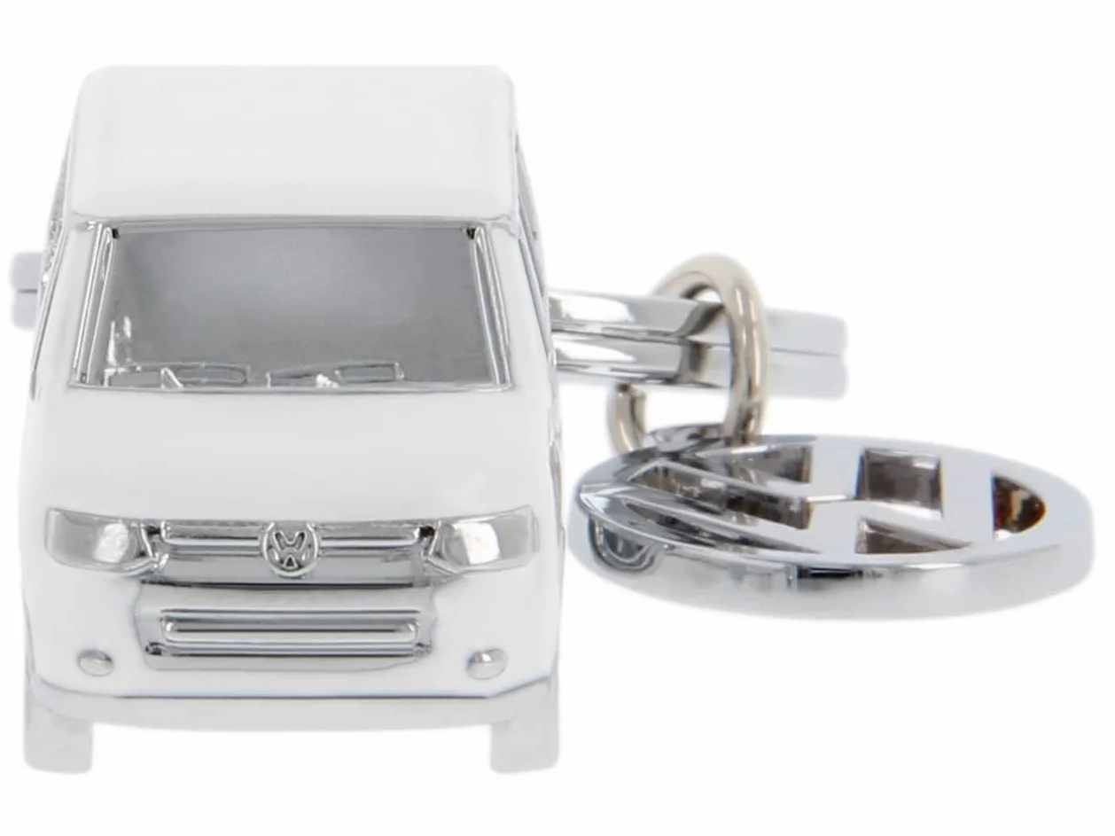 BRISA VW Collection – Volkswagen 3D metalowy breloczek do kluczy, pierścień do kluczy, akcesoria w stylu T5/T6 Bulli Bus (Classic Bus/srebrny)