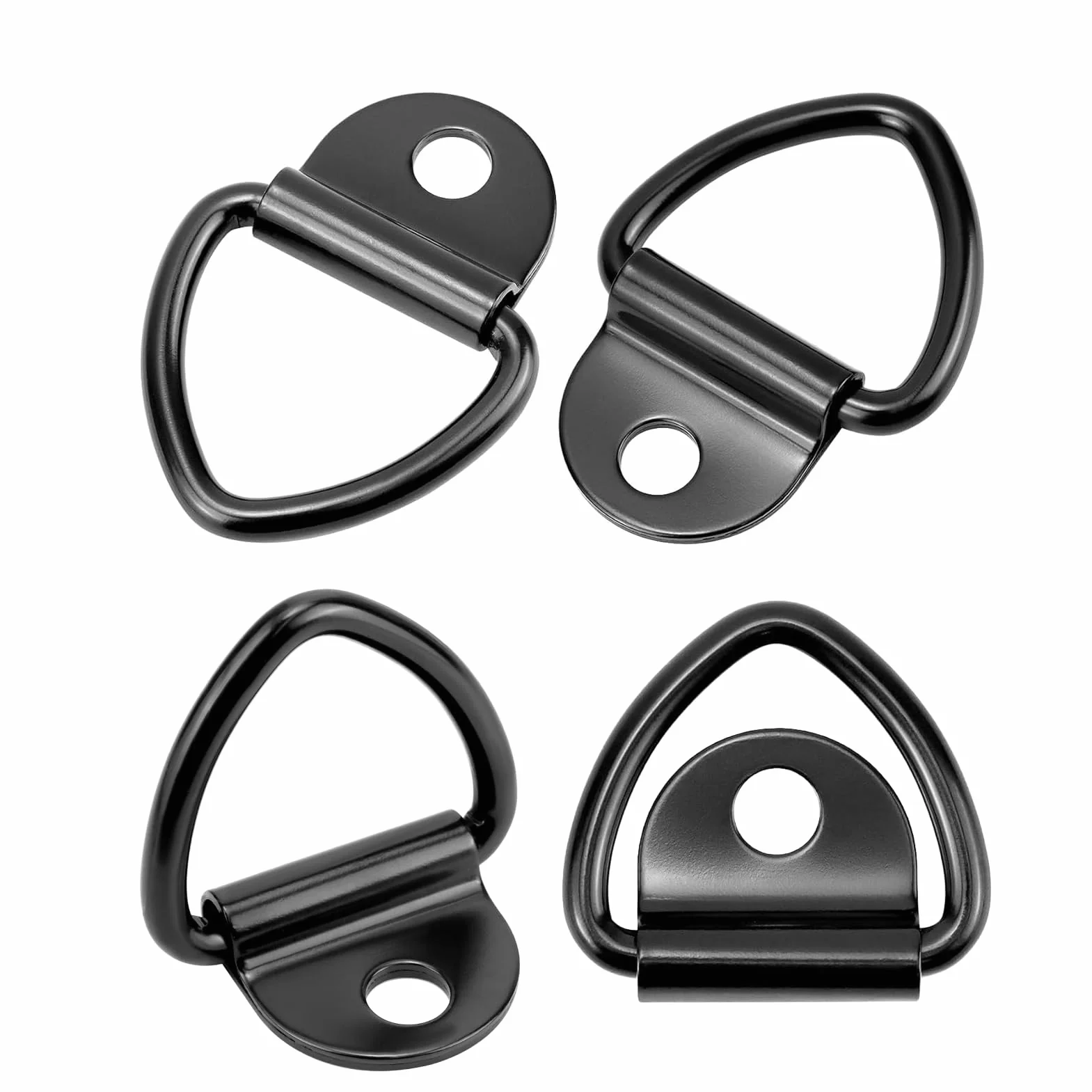 4 szt. Pierścień mocujący ze stali nierdzewnej 450 kg, czarny pierścień mocujący 85 x 62 mm, D-ring do przyczep, ciężarówek, łodzi, kajakarstwa