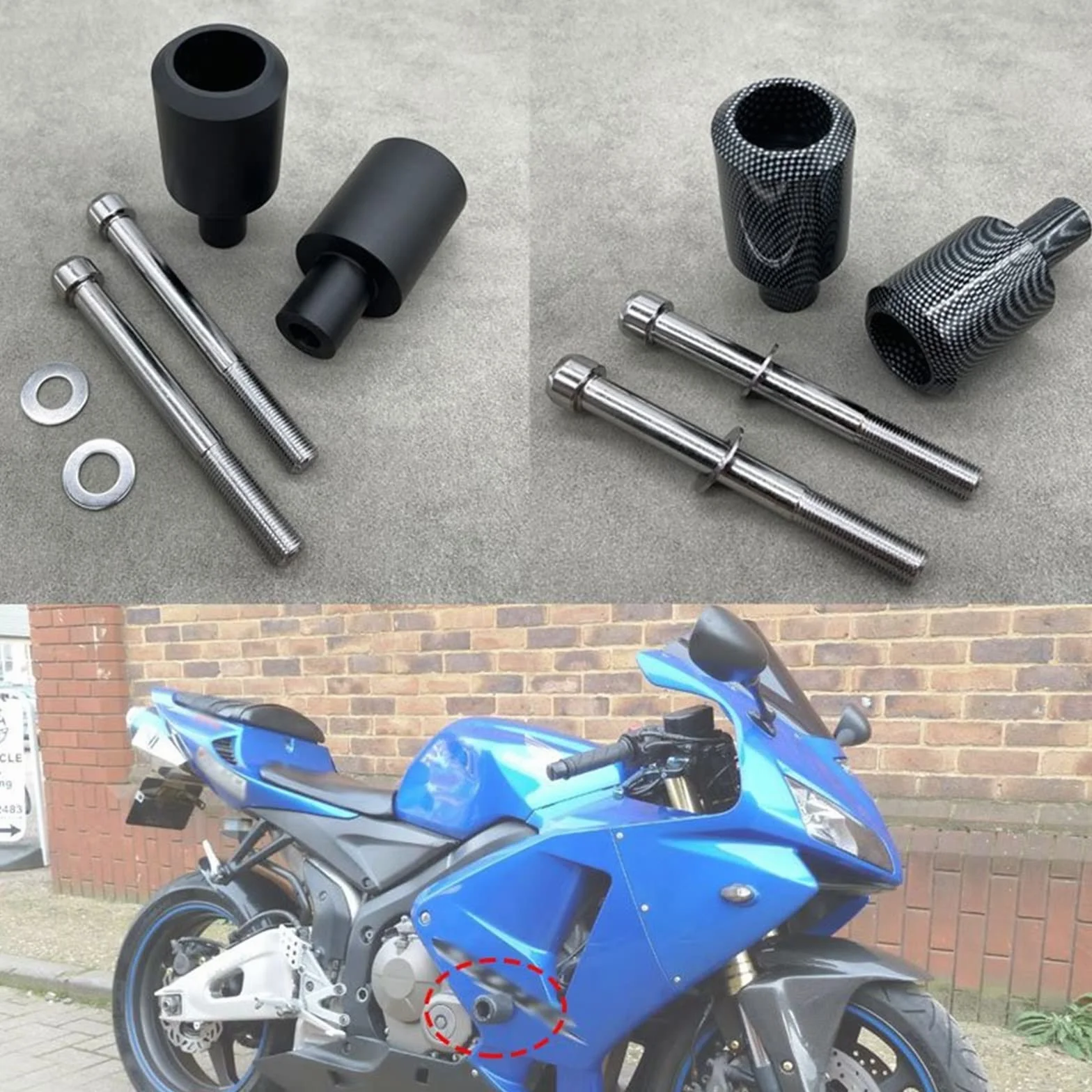 Akcesoria Motocyklowe Suwaki Ramy Anti Crash Pad Ochrona Dla CBR 600RR 2003-2006 Carbon Fiber Look