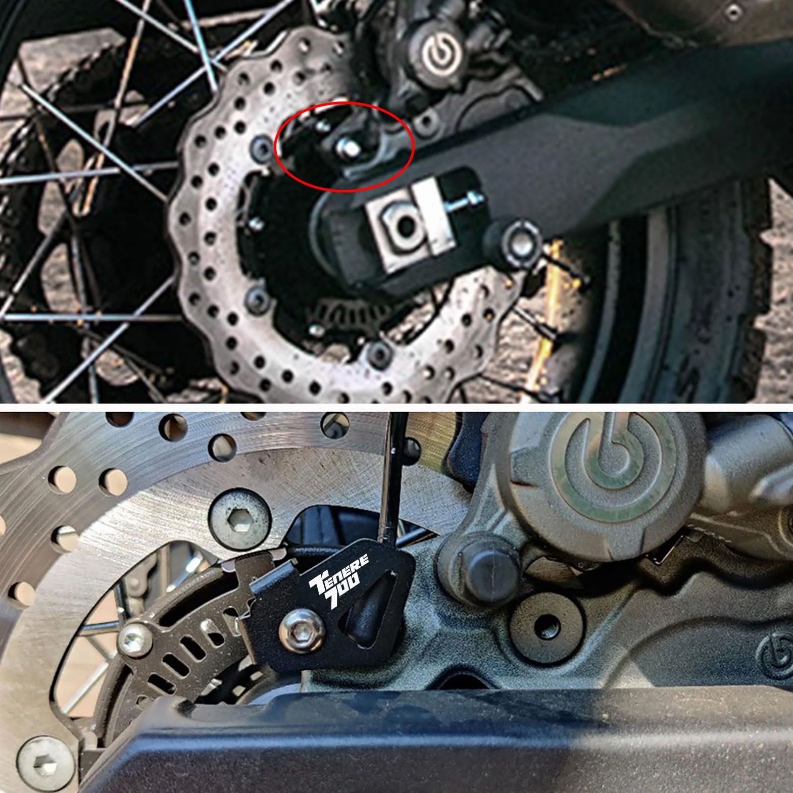 Dla YAMAHA TENERE 700 T700 2019 2020 2021 2022 akcesoria motocyklowe tylny zbiornik płynu hamulcowego + osłona czujnika ABS + osłona pięty