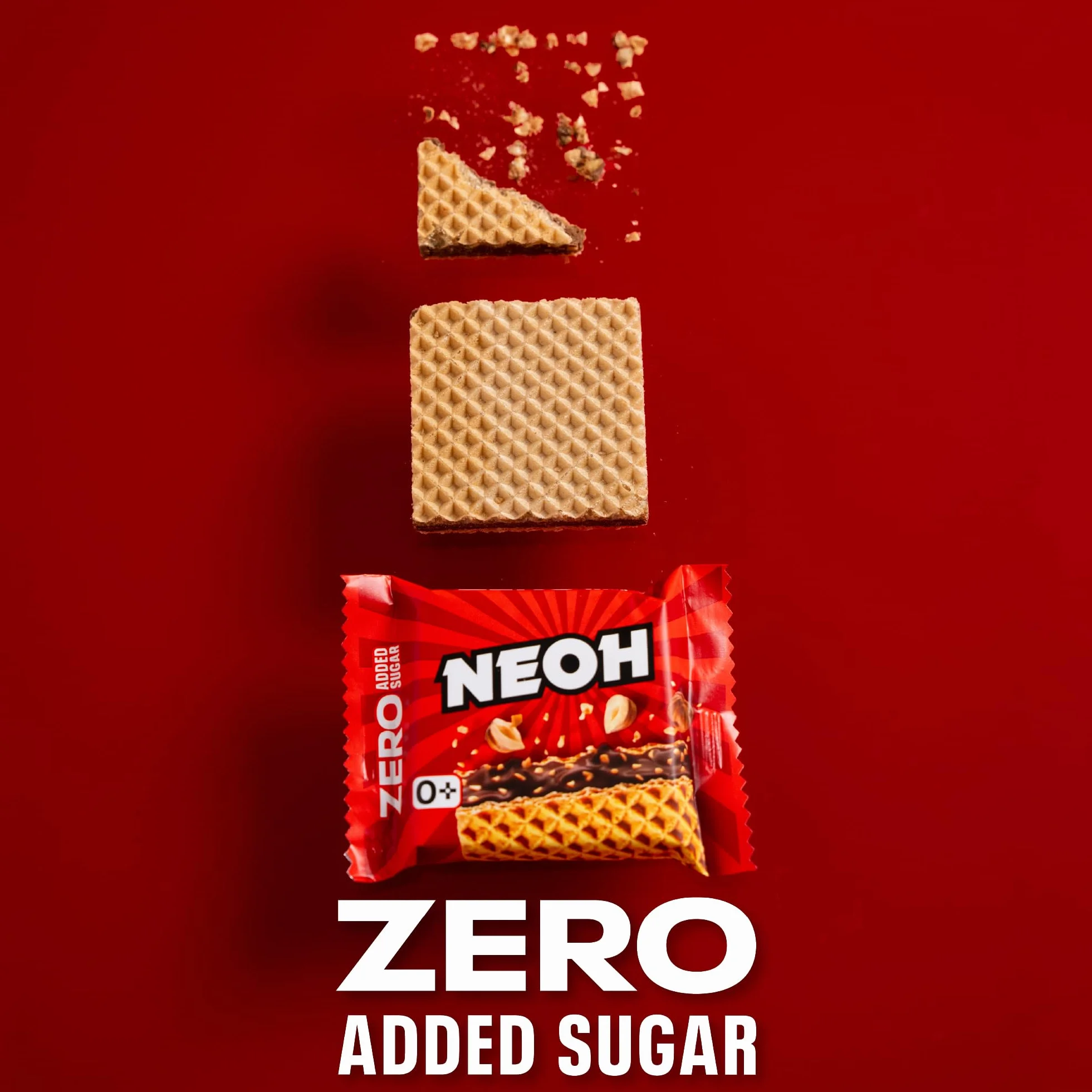NEOH Niskowęglowodanowe wafle z czekoladą z orzechami laskowymi, 1 g cukru, 95 kcal, 21 g (12 sztuk)