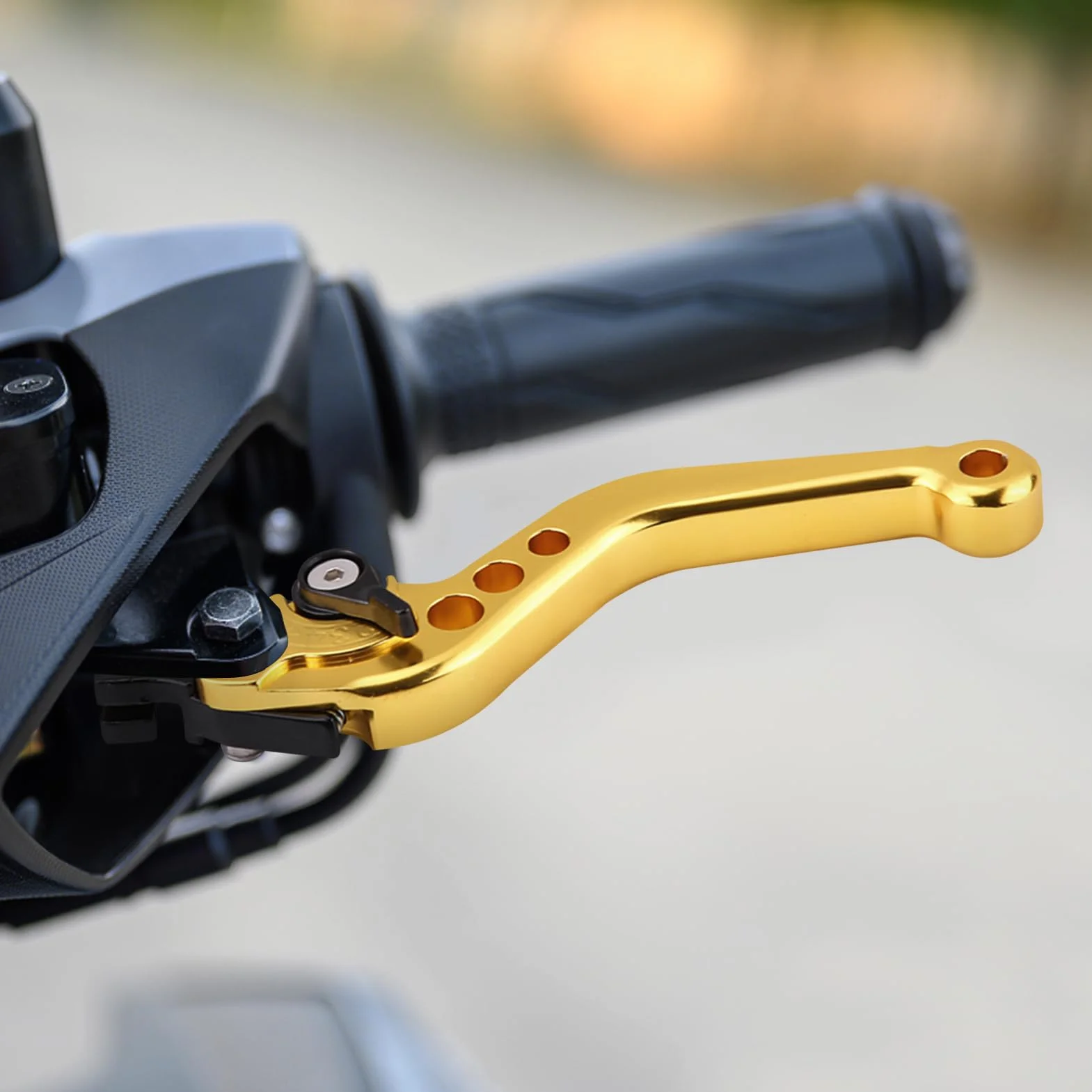FTVOGUE Uchwyt dźwigni hamulcowej, 1 para dźwigni hamulca sprzęgła motocyklowego, ze stopu aluminium, CNC, uniwersalny uchwyt dźwigni hamulca, akcesoria motocyklowe (żółty)