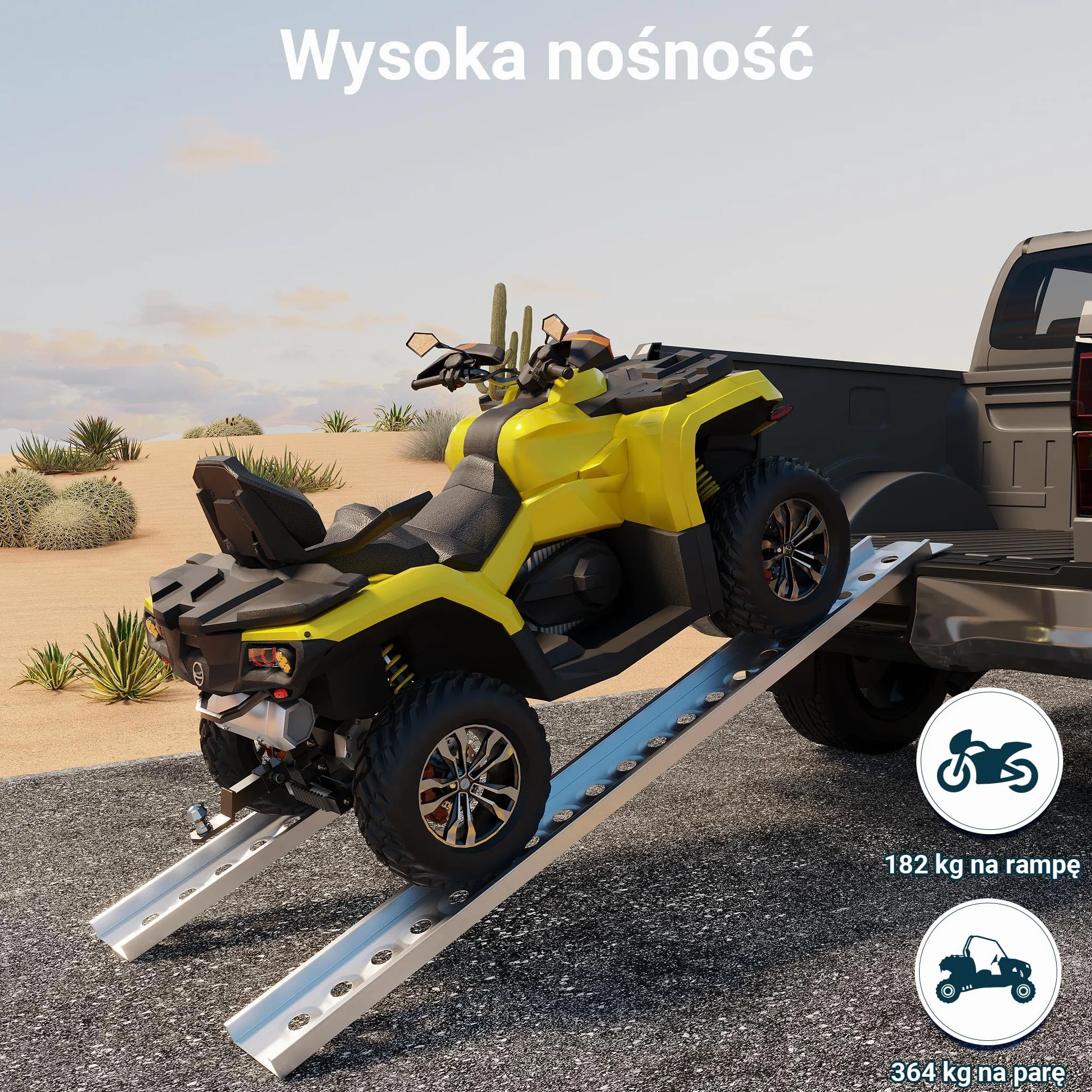 Wiltec Rampa najazdowa o długości 192 cm i udźwigu 182 kg z aluminium, lekka do przechowywania, do załadowania motocykli, profilowana powierzchnia