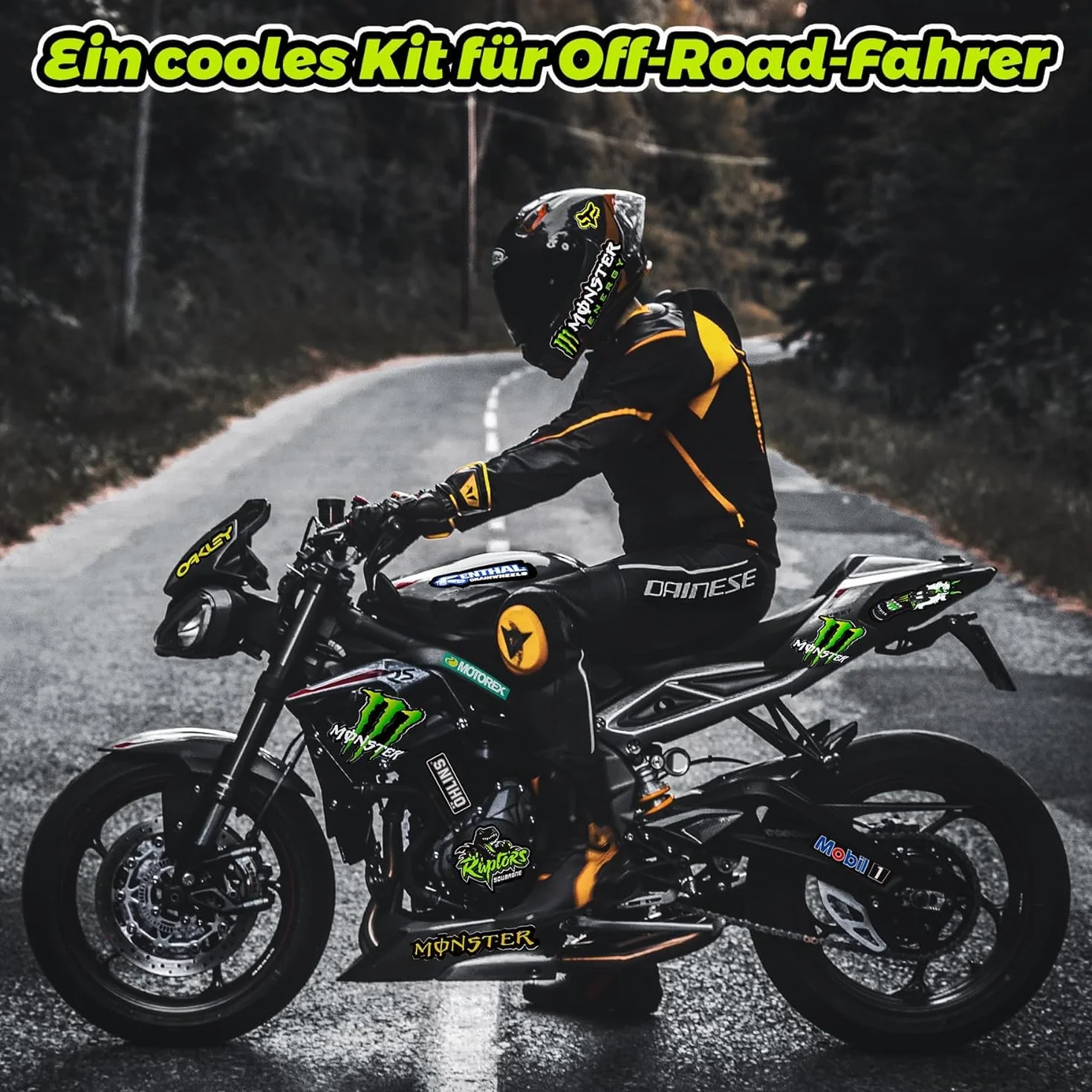 4-częściowy zestaw naklejek Monster Energy na motocykl, fajny kask motocyklowy – wysokiej jakości naklejki na motocykl, deskorolkę, samochód i rowery terenowe (A、B) (A)
