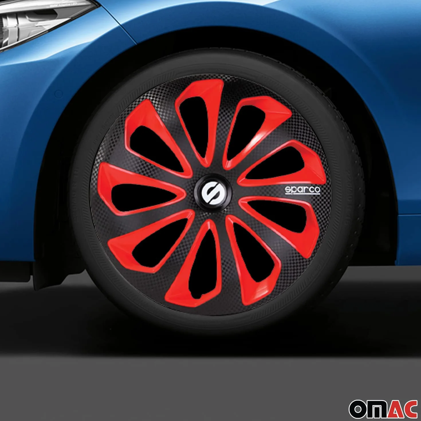 Sparco SP 1575BKRDC zestaw pokrowców na koła sycylia 15 cali czarny/czerwony/węglowy