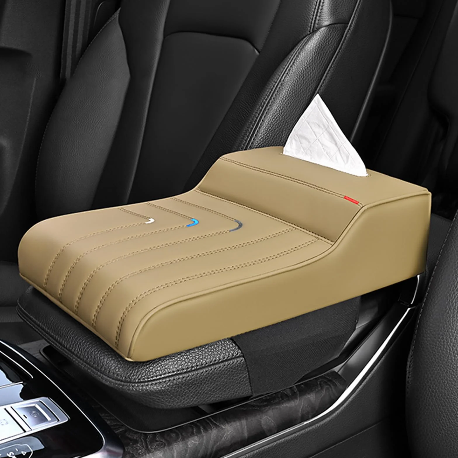 Pokrowiec na konsolę środkową samochodu do Peugeot 5008 2009-2016 P81, skórzana osłona podłokietnika z pianki z pamięcią kształtu, pokrowiec na fotel samochodowy, akcesoria do wnętrza