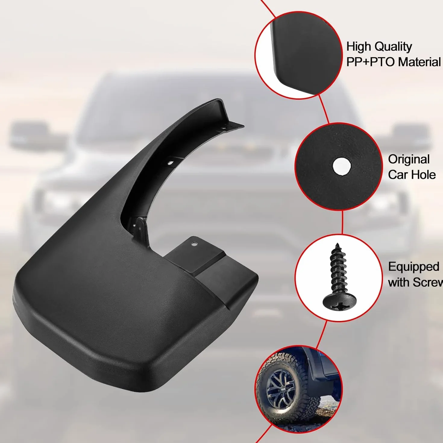 Mud Flaps Splash Guards Fit for Dodge Ram 1500 2019-2023 z brwiami na kółkach, przód i tył, 4 sztuki/zestaw