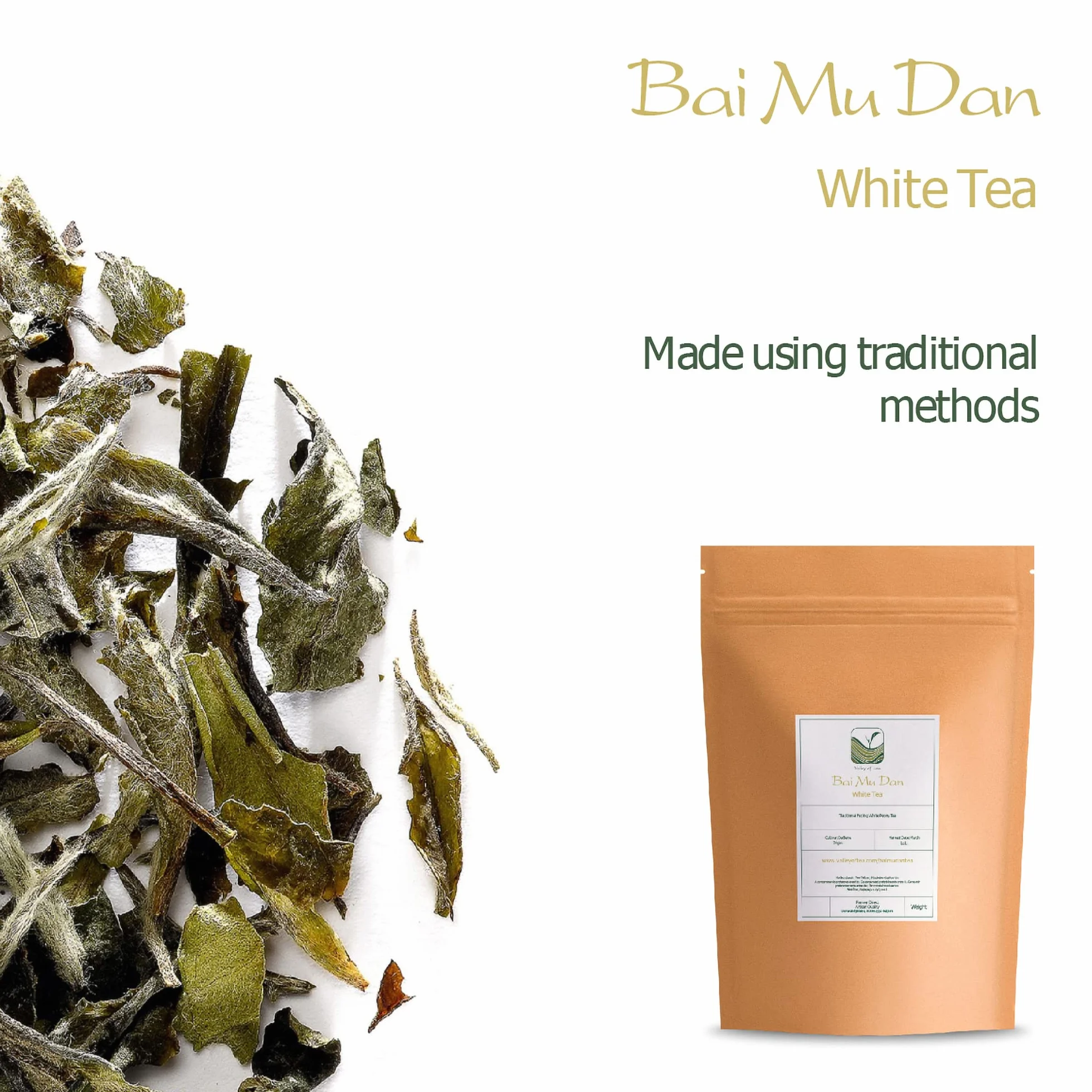 Bai Mu Dan - Biała Peonia Białe Liście Roztaczane z Chin - Baimudan lub Paimutan 50g