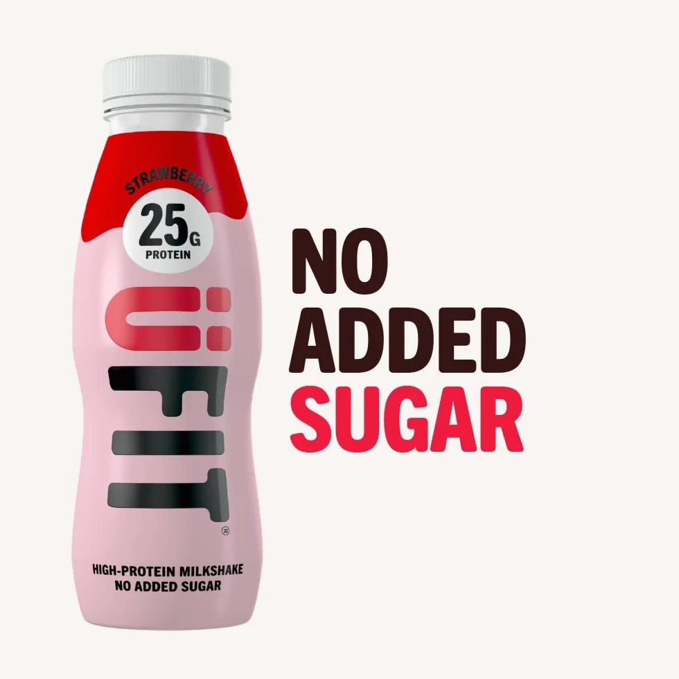 UFIT High 25g Protein Shake - smak truskawkowy - bez tłuszczu - bez dodatku cukru - gotowy do picia - 10 x 330 ml (opakowanie może się różnić)