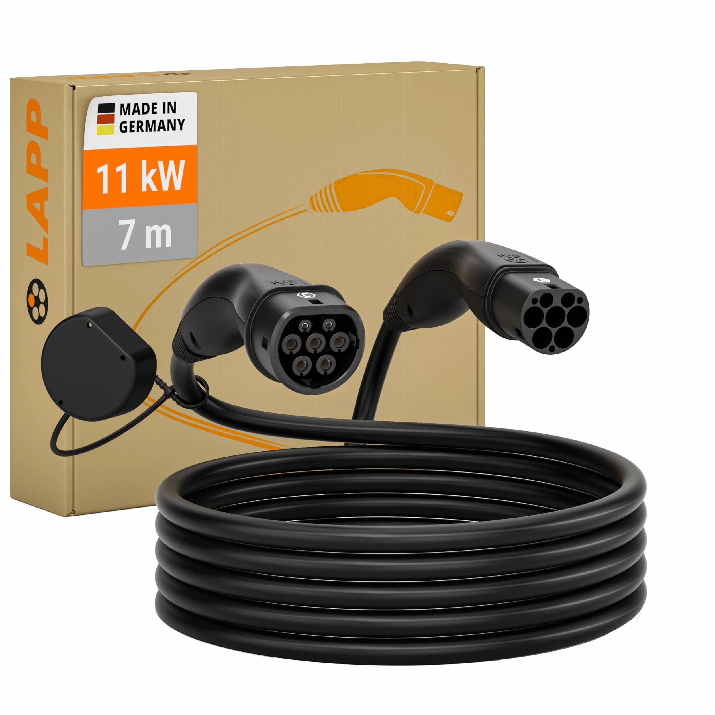 LAPP MOBILITY kabel do ładowania typu 2, 11 kW, 7 m, 20 A, 3-fazowy, chroniony IP55, kabel do ładowania, typ 2 z odpornymi na korozję stykami wtykowymi, odpowiedni do PHEV, BEV i EV