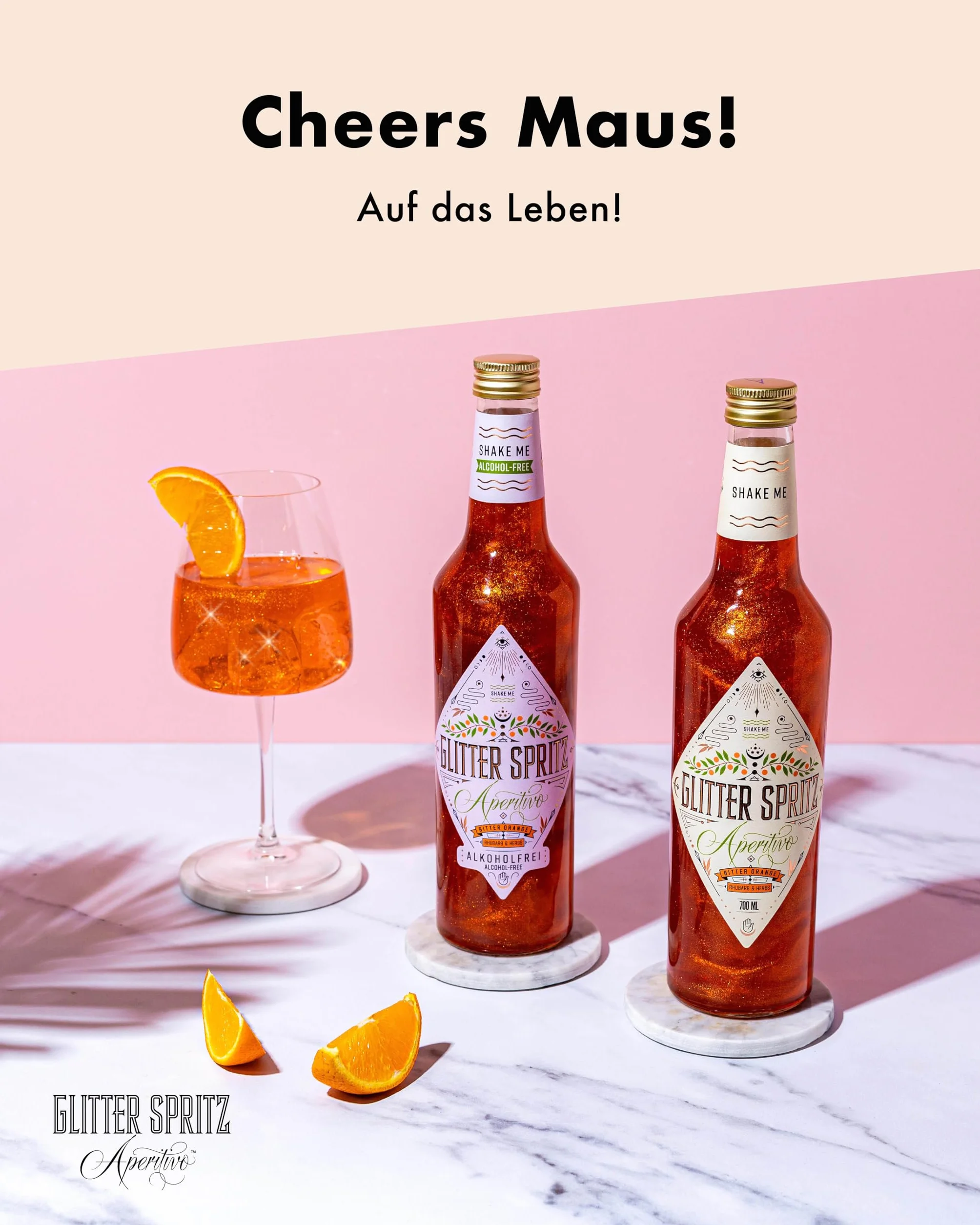 Glitter Spritz bez alkoholu, 0,7 l – aperitivo brokat aperitivo z gorzką pomarańczą, rabarbarem i ziołami, aperitif do włoskiego sprayu i na specjalne okazje (1 x 0,7 l)