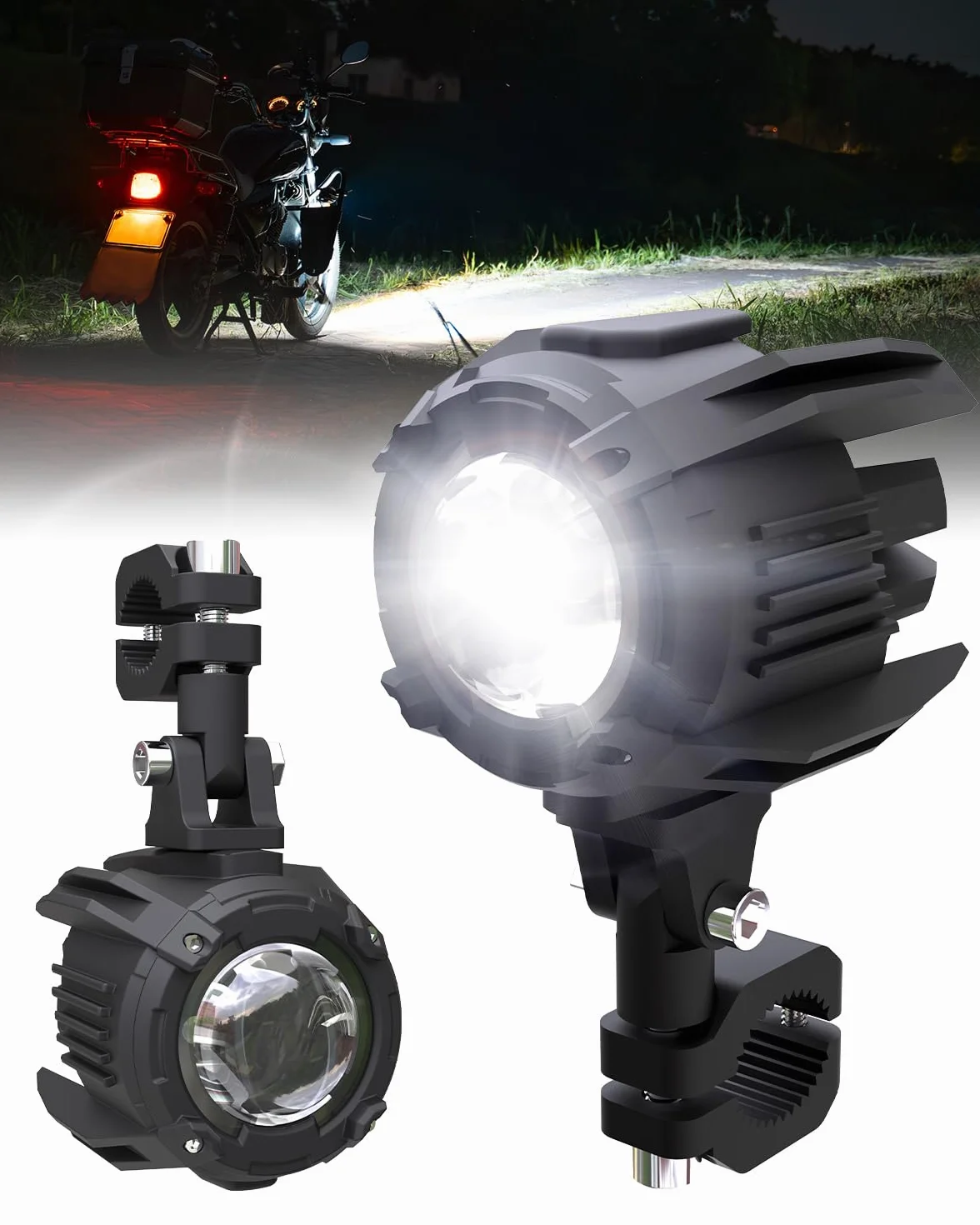SUPAREE Zestaw reflektorów LED, okrągły reflektor dodatkowy do motocykla, reflektor dojazdowy, reflektor dodatkowy, reflektor motocyklowy, reflektor punktowy