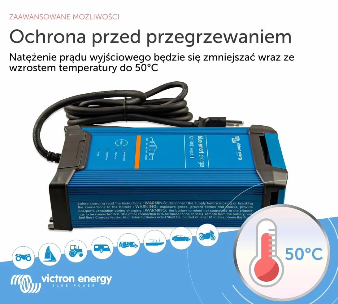 Victron Energy Blue Smart IP22 12-Volt 20 amp 230V, Jedno Wyjście Ładowarka do Akumulatorów CEE 7/7, Bluetooth