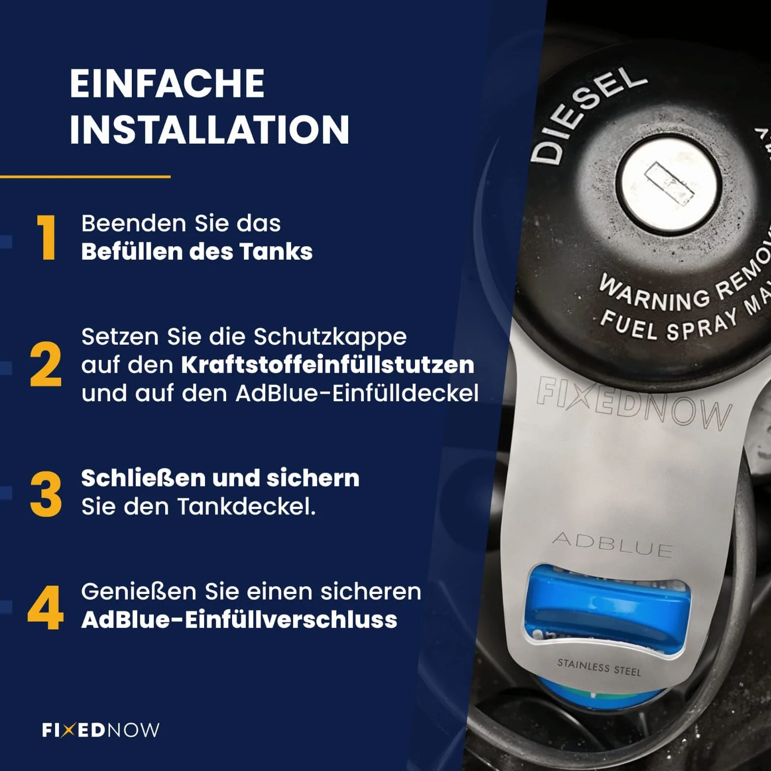 AdBlue zamknięcie zabezpieczające ze stali nierdzewnej