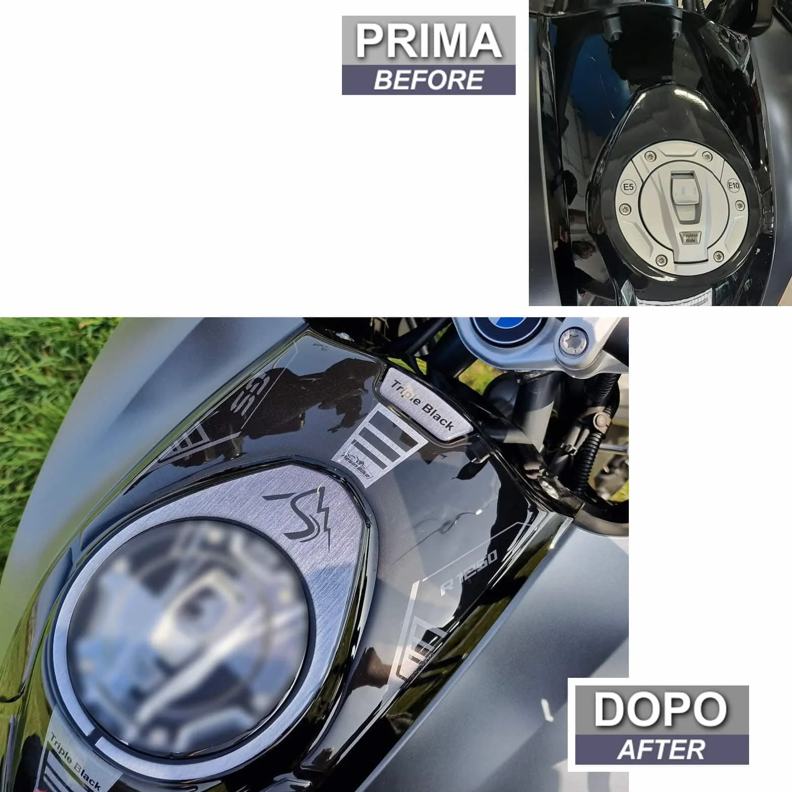 Resin Bike Naklejki Motocyklowe Kompatybilne z Bmw R 1250 GS Triple Black 2021-2024. Górna Osłona Zbiornika Korona Wlewu Paliwa na Uderzenia i Zarysowania. Naklejki Żywiczne Efekt 3D Made in Italy