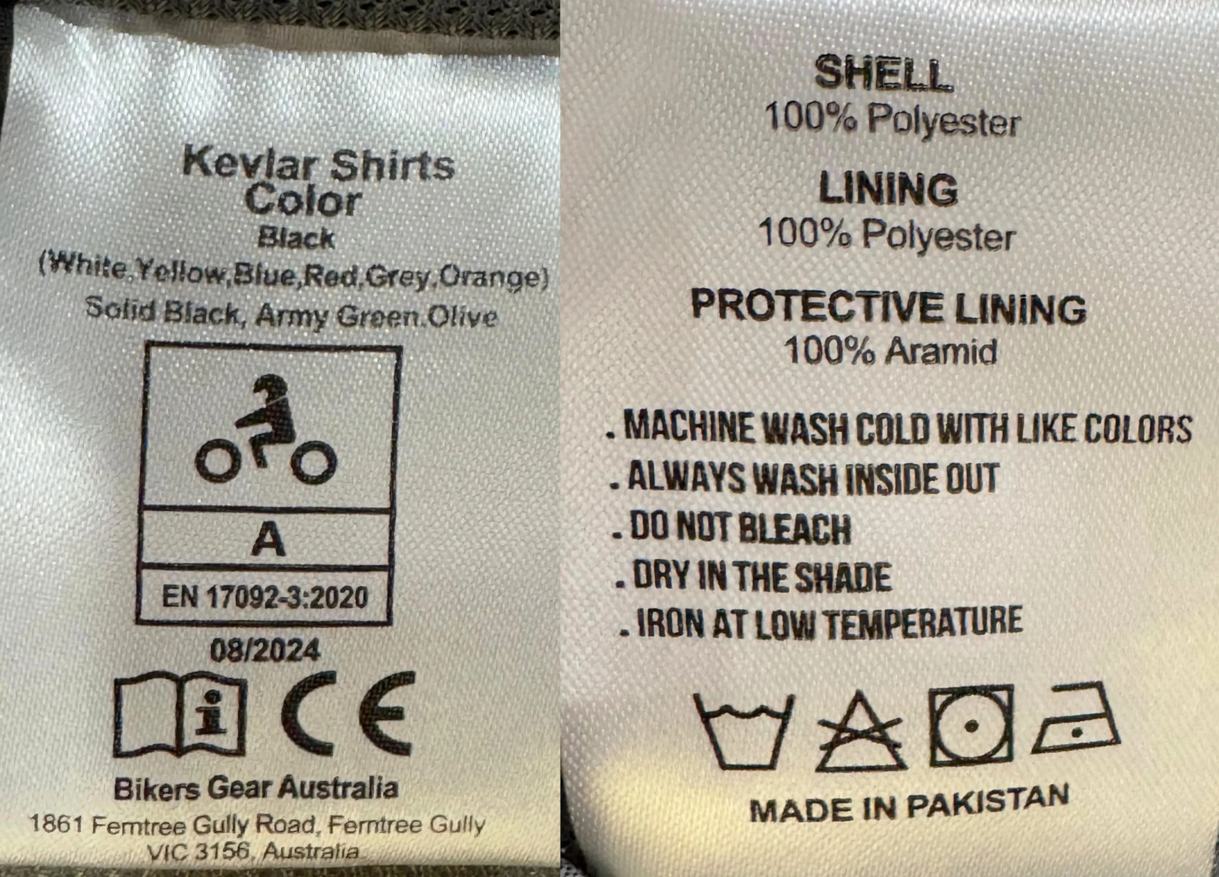 Bikers Gear Australia Motocykl Kevlar Aramid Podszewka Ochronna Koszula Flanelowa Jednolita Czarna Z CE 1621-1 Zdejmowana Zbroja Rozmiar L