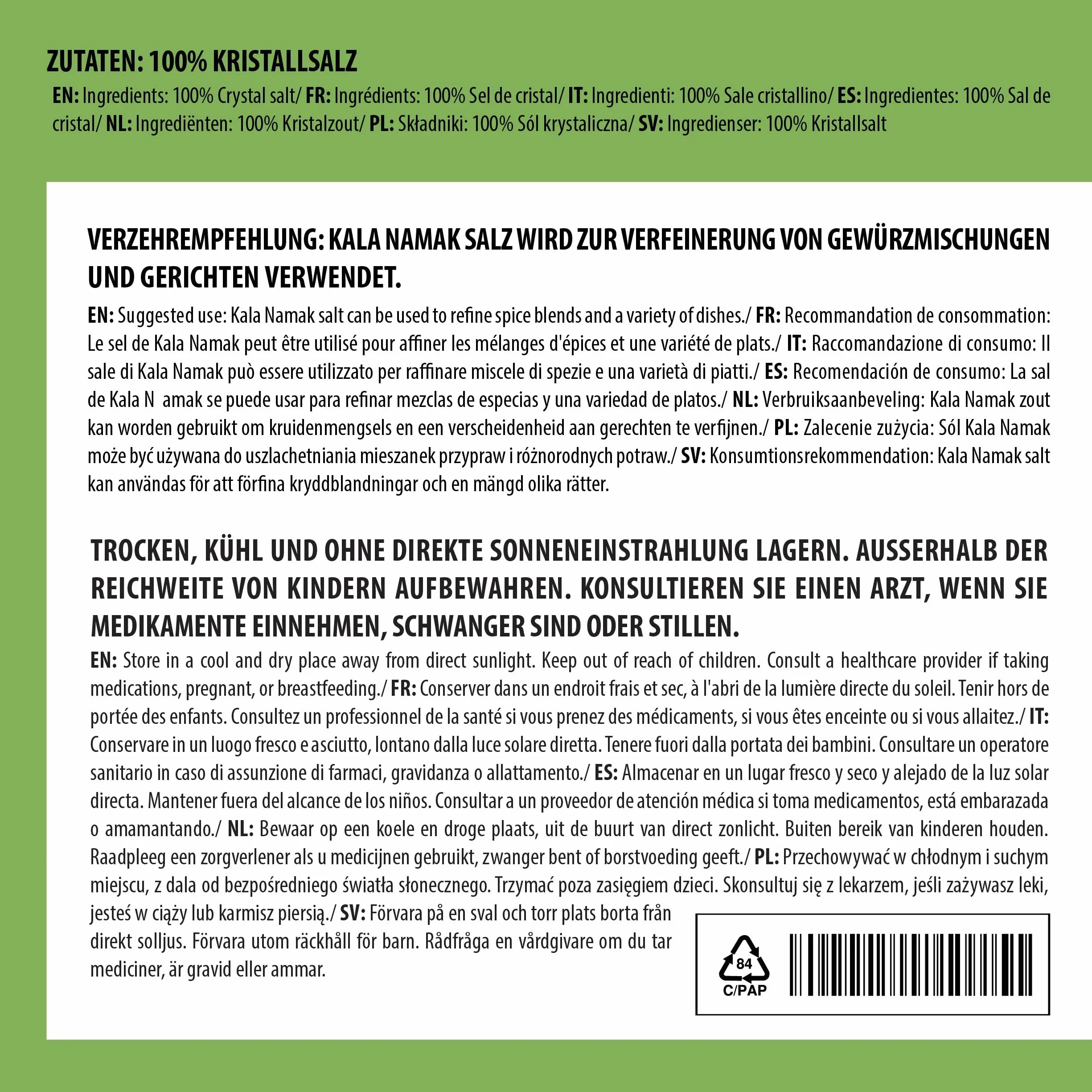 Alpi Nature Kala Namak Drobna Czarna Sól Kamienna 250g