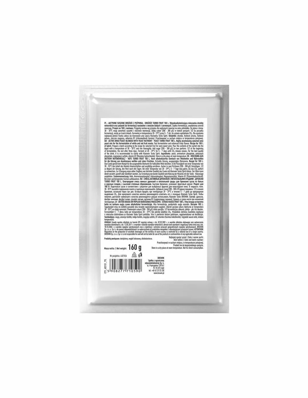 Browin Drożdże winiarskie Turbo Fruit 160 g 5-7 dni 100 L 14-18% alkoholu