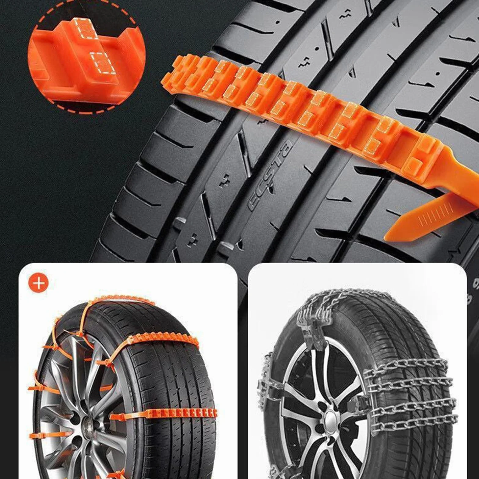 Snow Chains Anti Slip Wheel Traction Device 10 Pieces Zip Ties For Car Tires Sedan SUV Truck Winter Driving Road Safety Kit