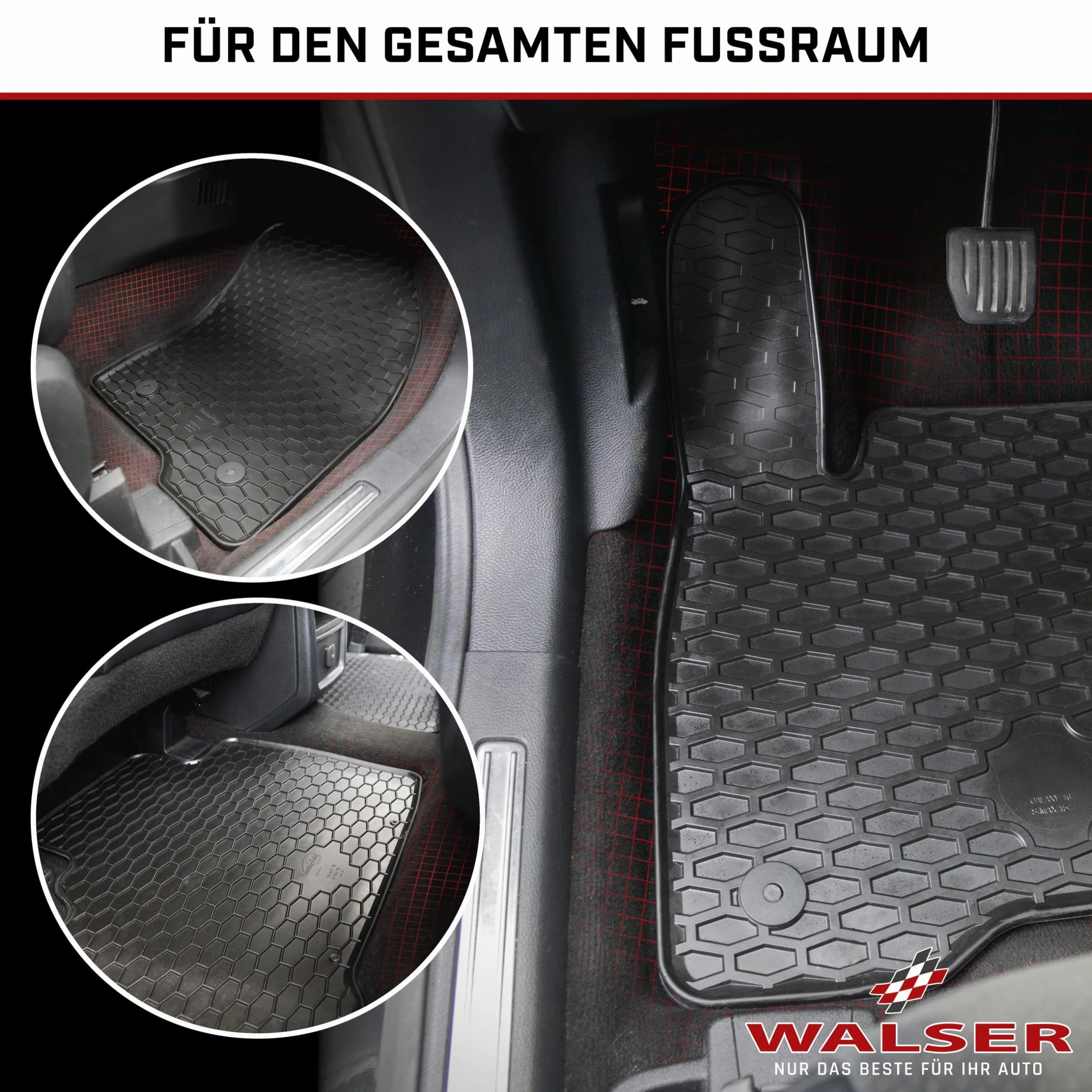 WALSER DirtGuard gumowe dywaniki samochodowe kompatybilne z Hyundai i30 (FD) 2007-2012, KIA Ceed (ED) 2006-2012