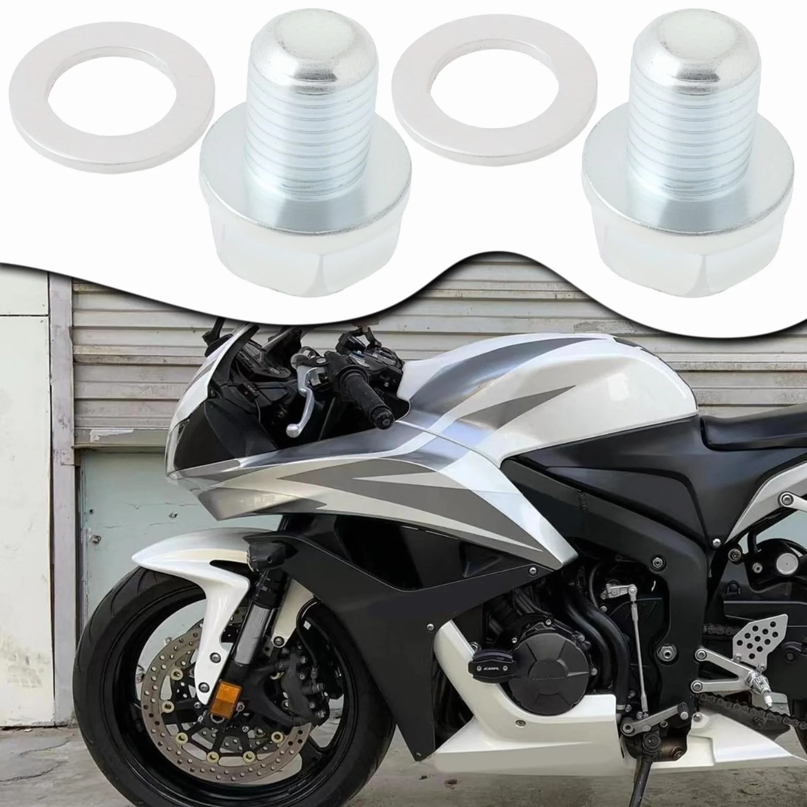 2 zestaw śrub do miski olejowej motocyklowej M12 x 1,5 z podkładką, korek spustowy oleju 92800-12000, 90407-259-000 kompatybilny z Honda CBF600 CBF1000 CBR125 CBR250 CBR600F