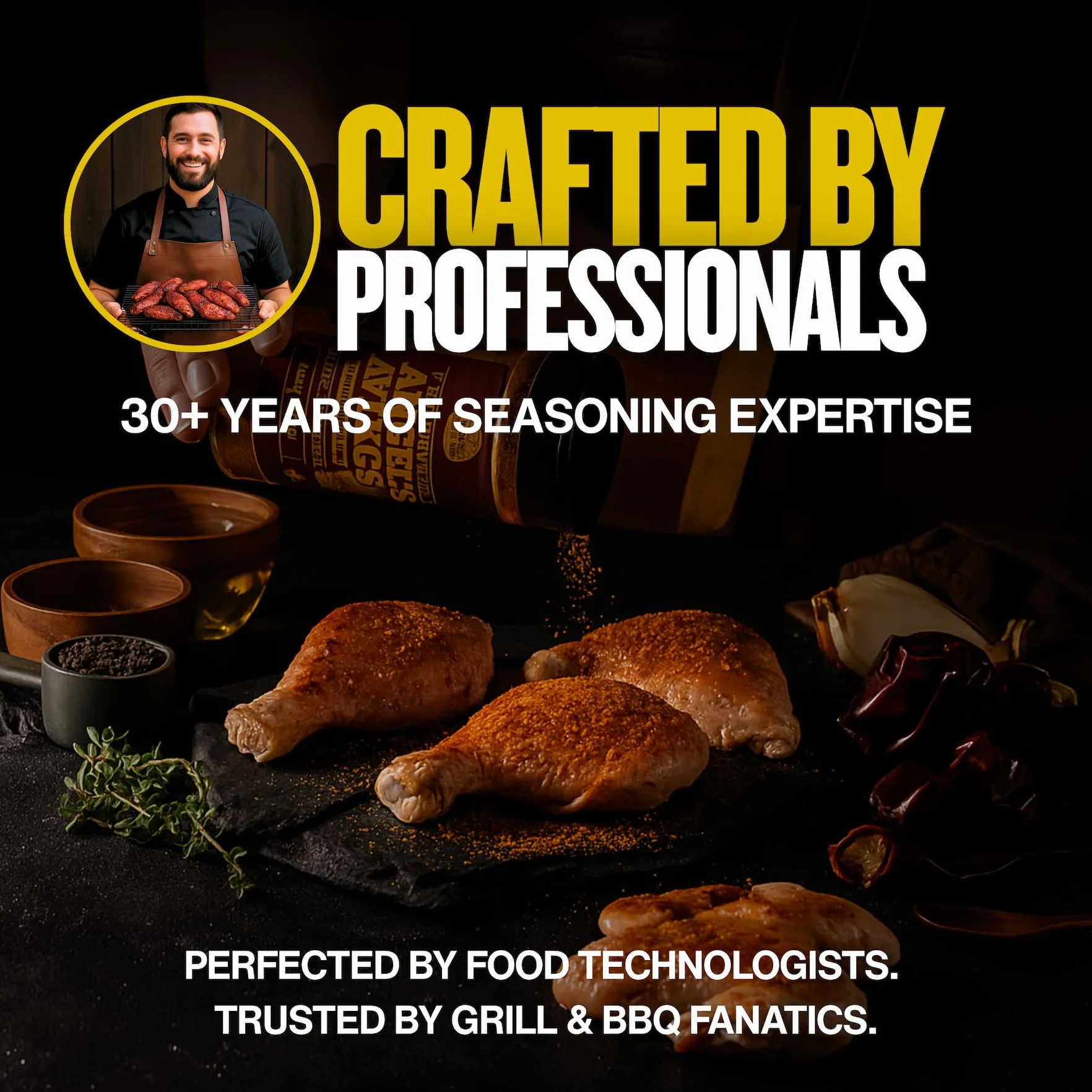 Angel's Wings BBQ Chicken Rub – 100 % naturalna aromatyczna przyprawa – Idealna mieszanka przypraw do wspaniałych dań z kurczaka z grilla – Duży słoik (210 g)