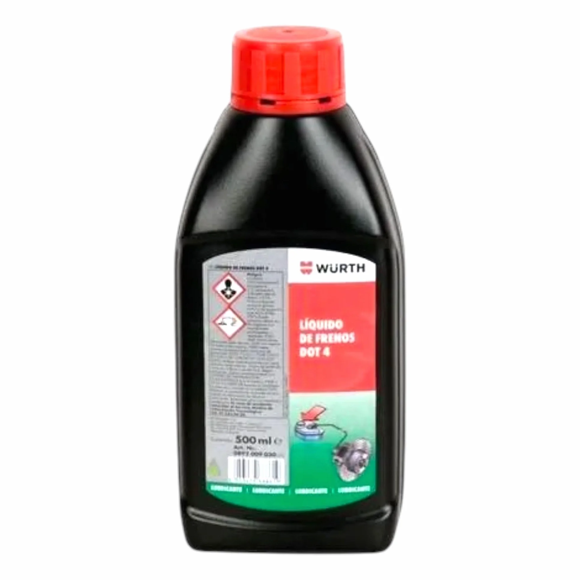 Płyn hamulcowy Dot 4 Wurth, 500ml, Płynny układ hydrauliczny hamulcowy, Samochód Moto Kart maszyn rolniczych i przemysłowych